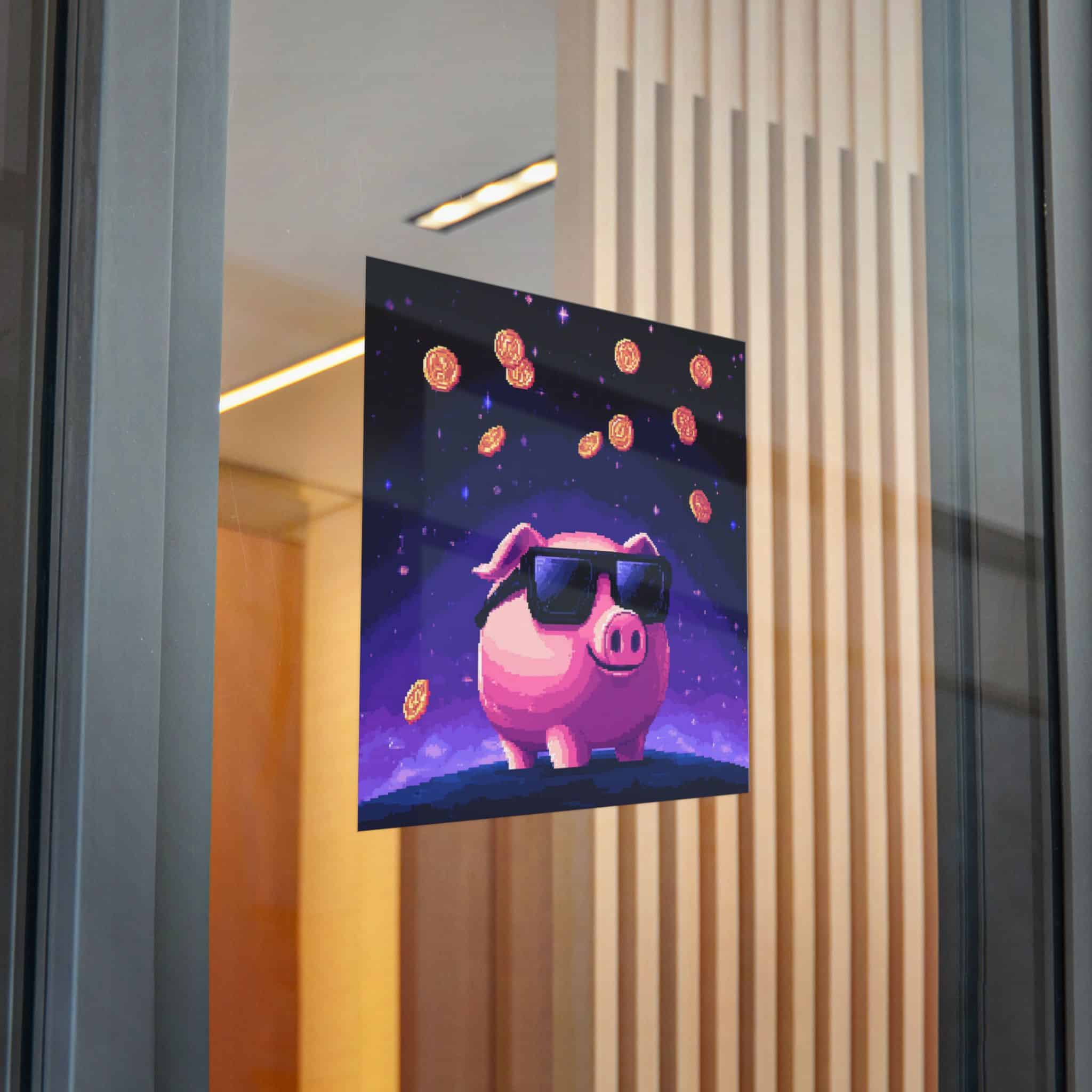 Retro Pixel Piggy Bank Cosmic Coin Shower (4) Die Cut Stickers Dtf - Image 28