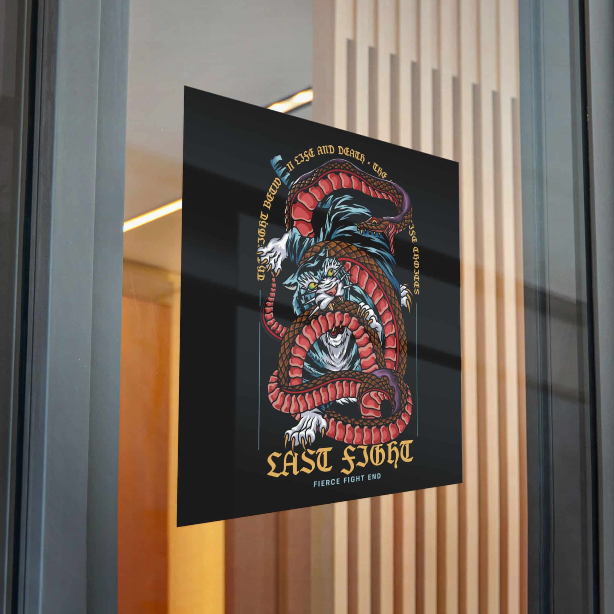 Tiger Vs Snake Tattoo With Text Illustration Die Cut Stickers Dtf - Image 32
