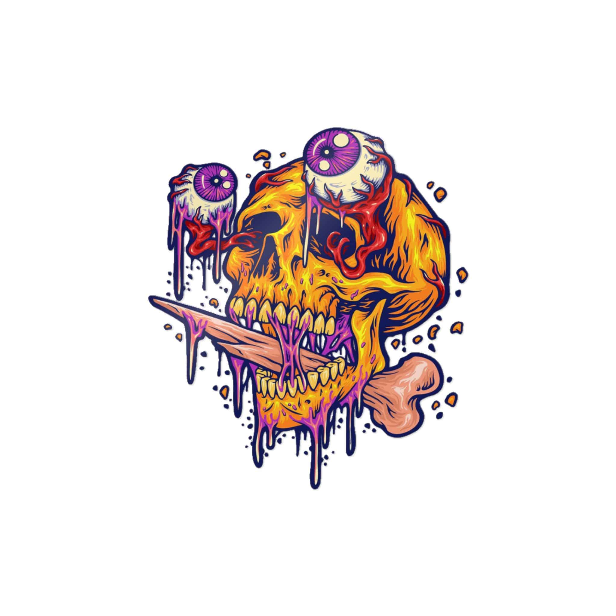 Scary Skull Head With Zombie Eyes Illustrations Die Cut Stickers Dtf - Image 3