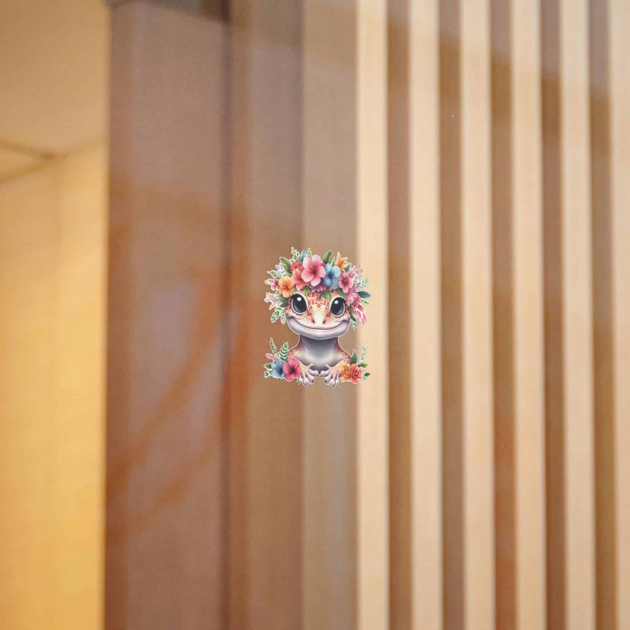 Flower Crown Gecko Die Cut Stickers Dtf - Image 2