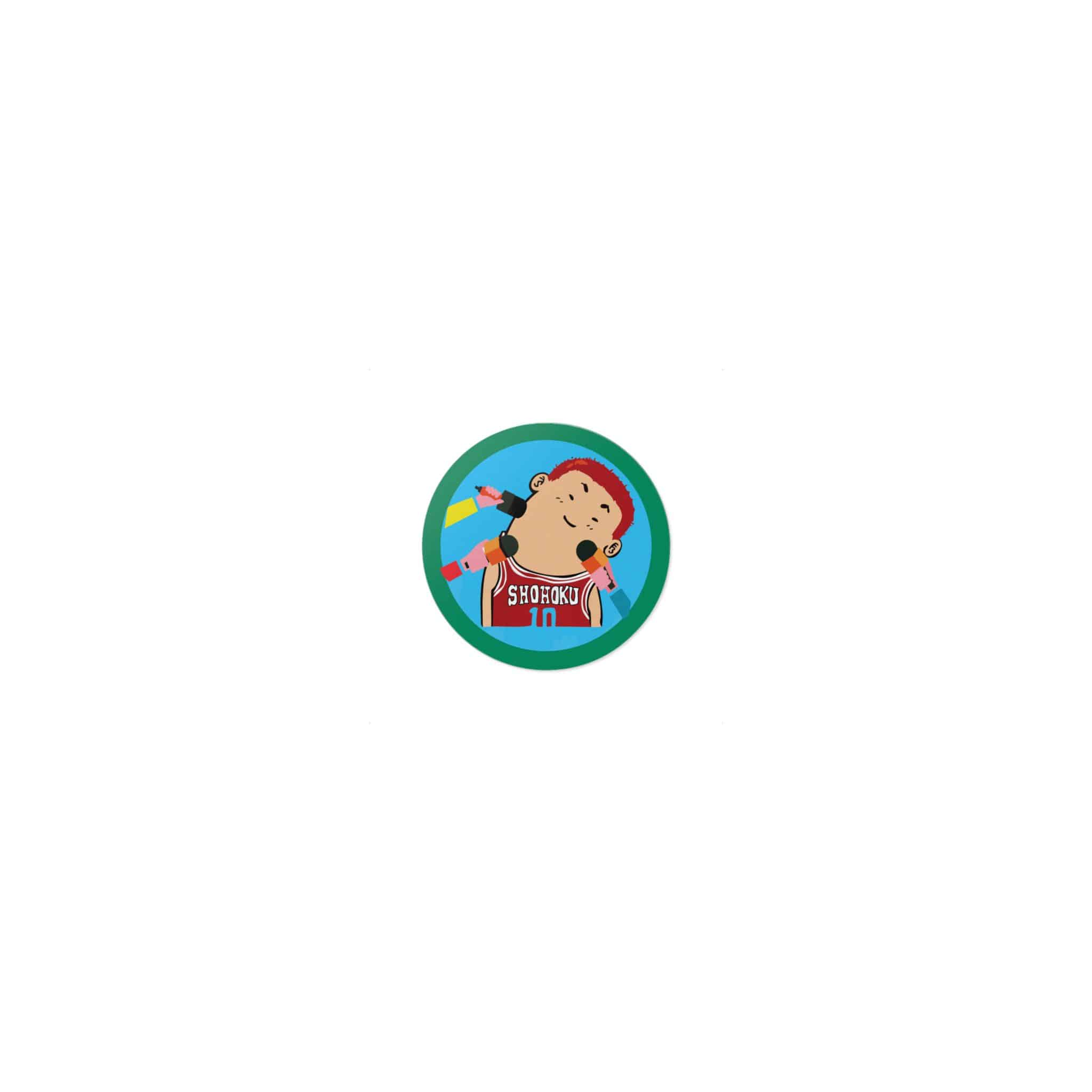 Picture Boy With Red Headband Blue Circle With Word Sushi It Die Cut Stickers Dtf - Image 17