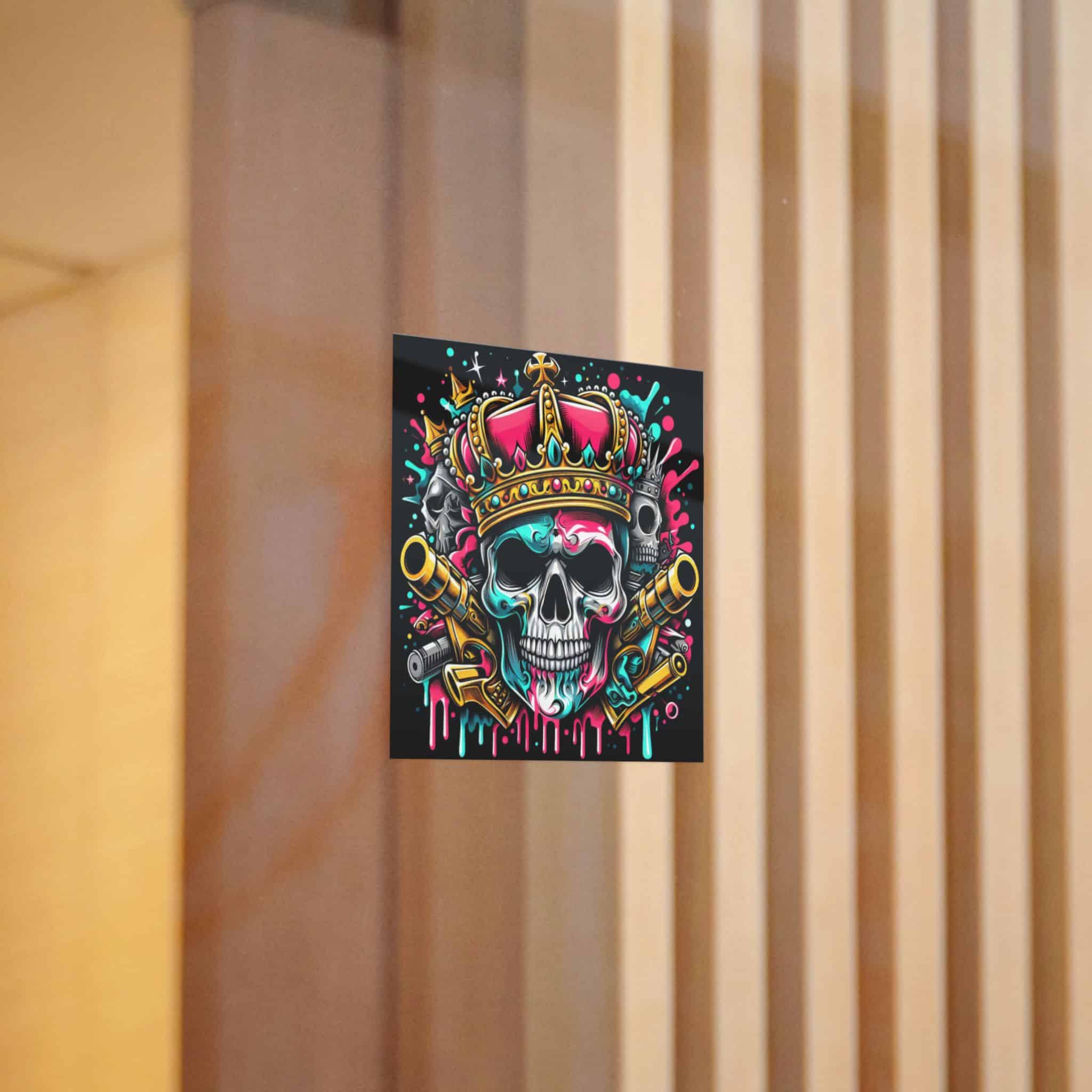 Skull With Crown Guns Is Painted With Skull Skull With Crown Die Cut Stickers Dtf - Image 4