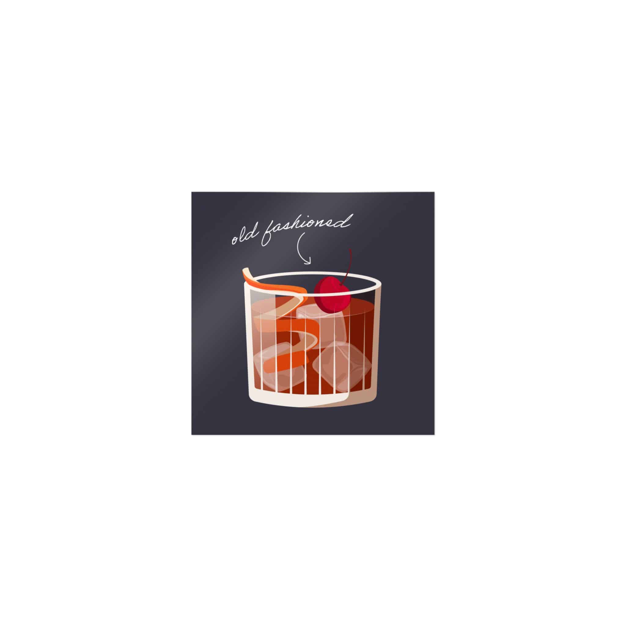 Vector Illustration Old Fashioned Cocktail Isolated Black Background Die Cut Stickers Dtf - Image 9
