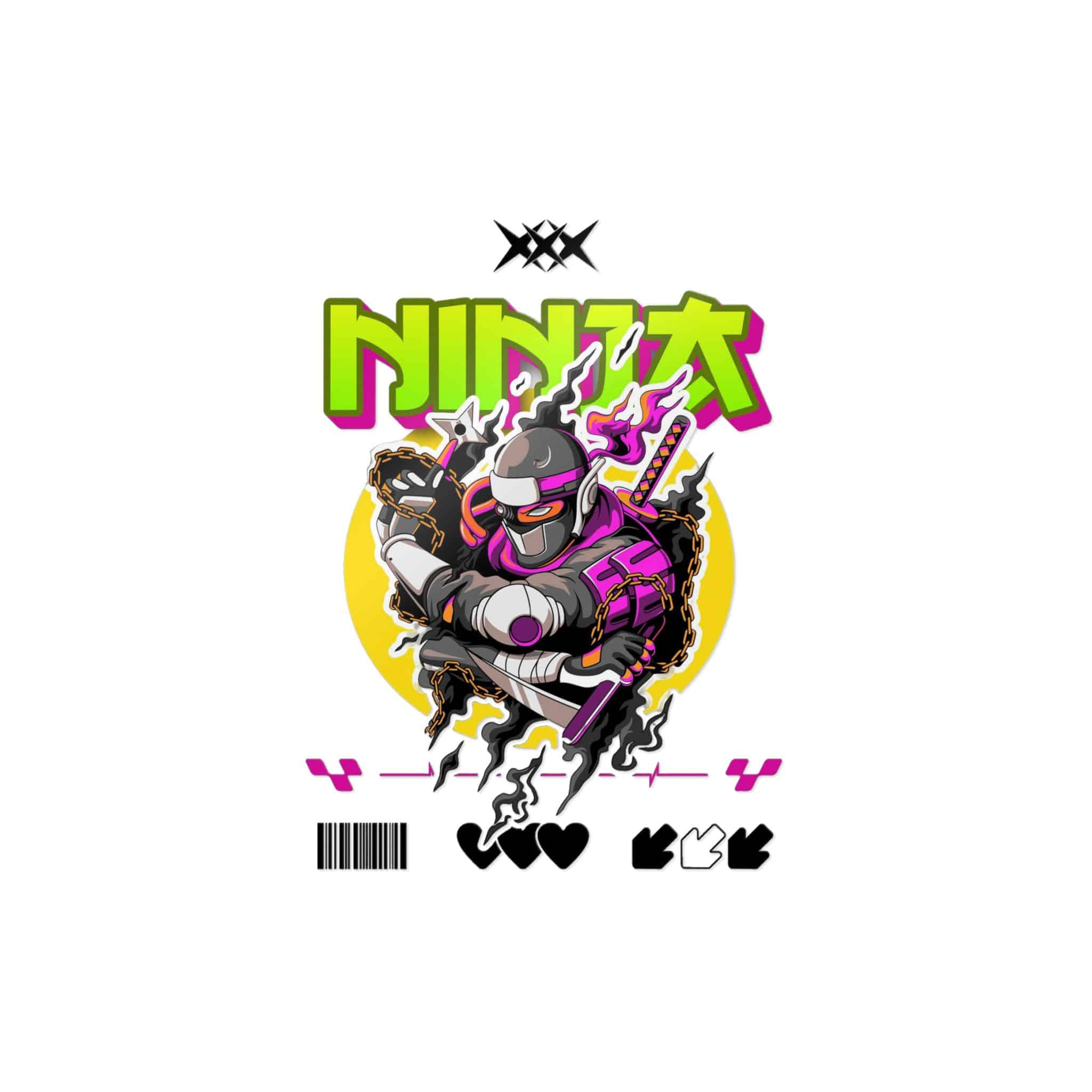 Typography Tshirt Design Ninja Die Cut Stickers Dtf - Image 13