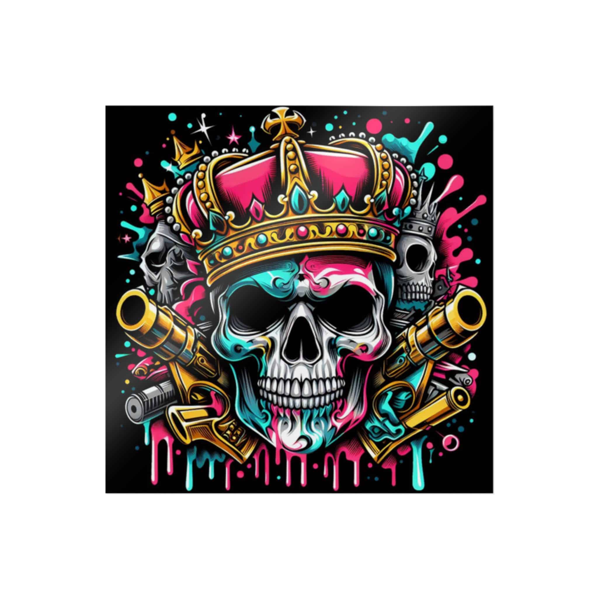 Skull With Crown Guns Is Painted With Skull Skull With Crown Die Cut Stickers Dtf