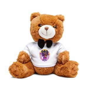 Surprised Purple Monster With Yellow Bow Tie Teddy Bear With T Shirt