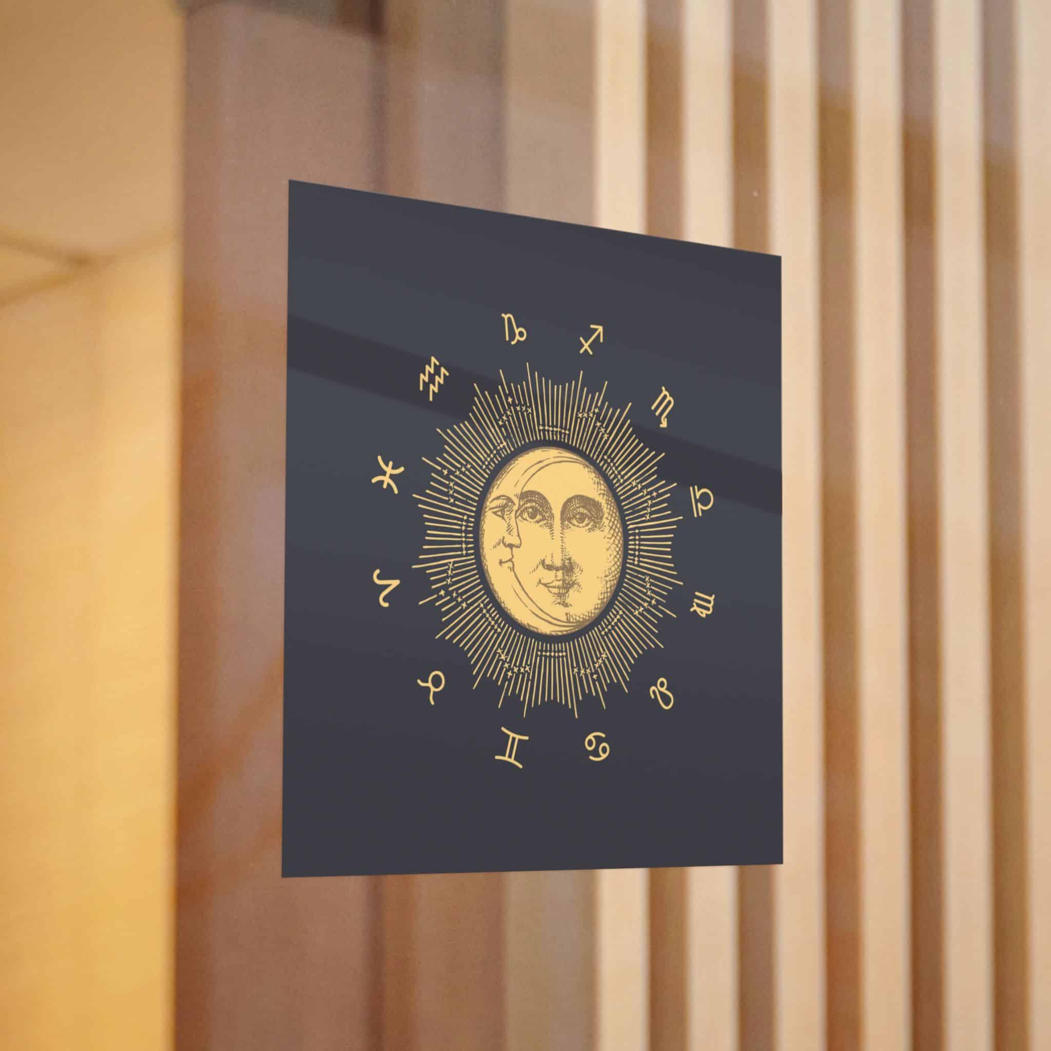 Zodiac Circle With Sun Crescent Drawing Die Cut Stickers Dtf - Image 12