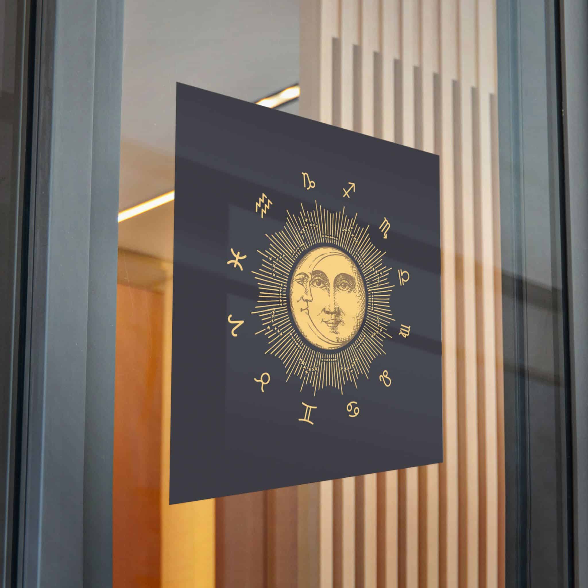 Zodiac Circle With Sun Crescent Drawing Die Cut Stickers Dtf - Image 32