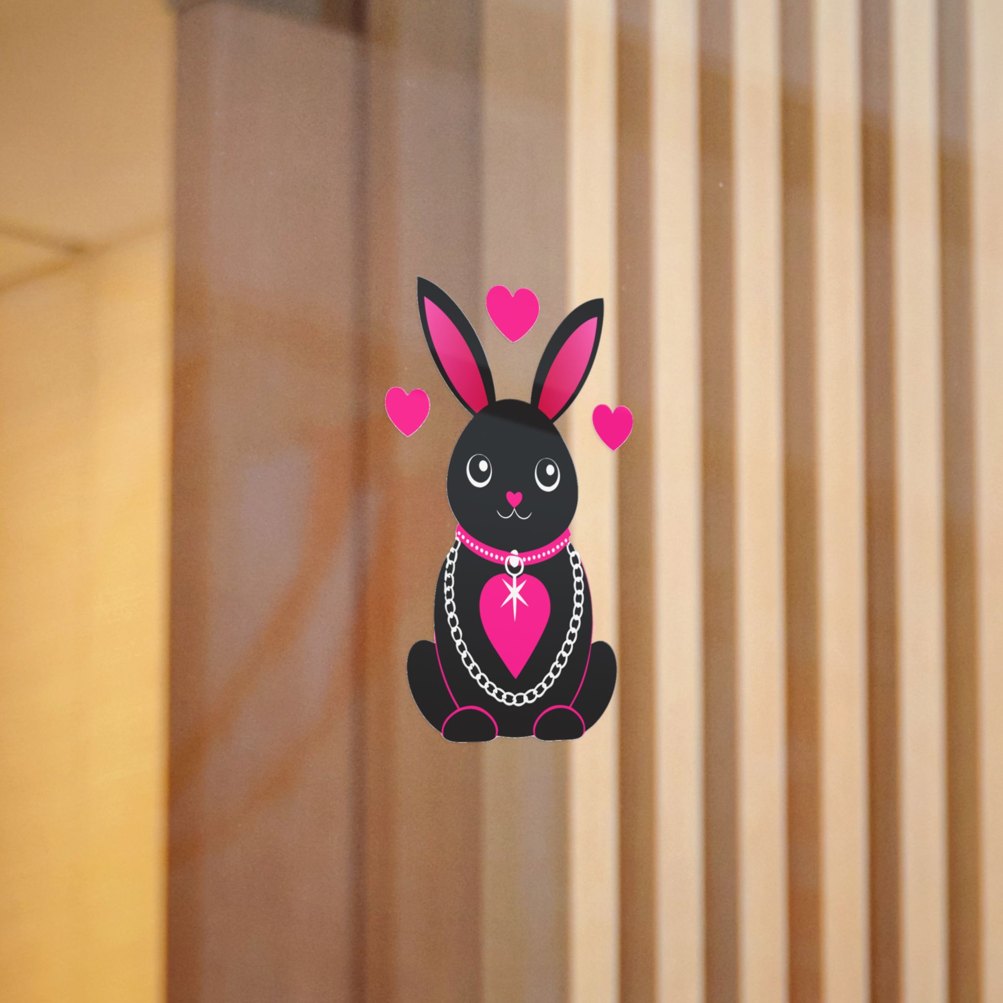 Cute Rabbit With Loveshaped Chain Die Cut Stickers Dtf - Image 6