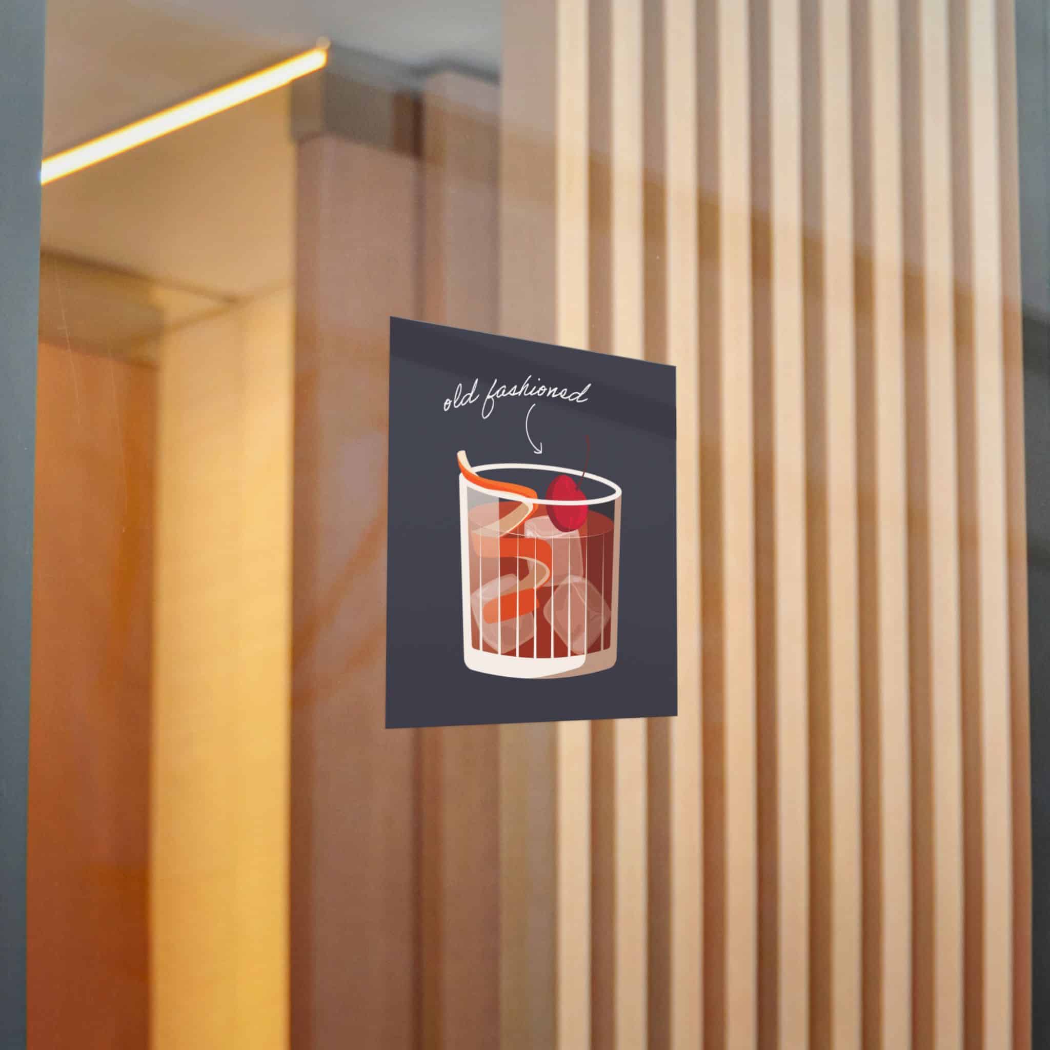 Vector Illustration Old Fashioned Cocktail Isolated Black Background Die Cut Stickers Dtf - Image 14