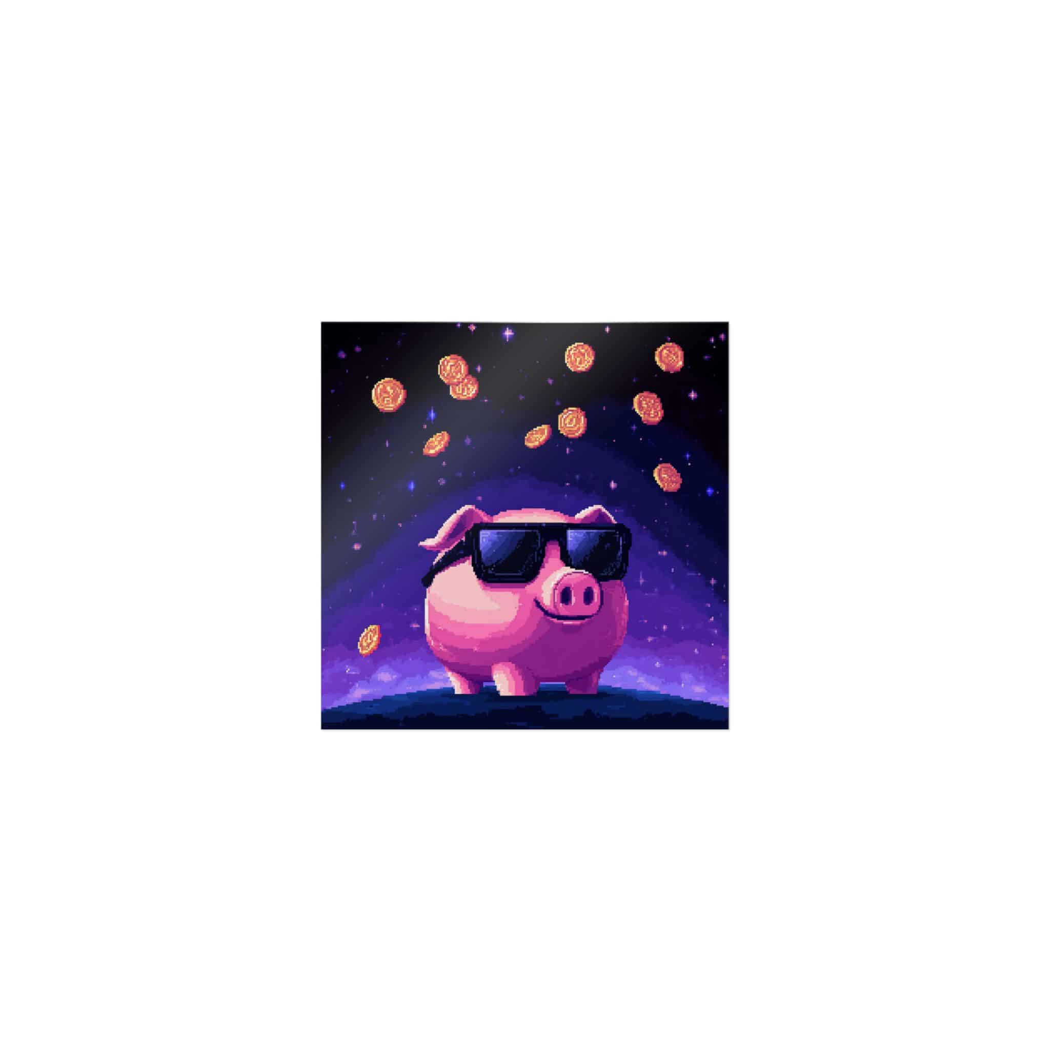 Retro Pixel Piggy Bank Cosmic Coin Shower (4) Die Cut Stickers Dtf - Image 9