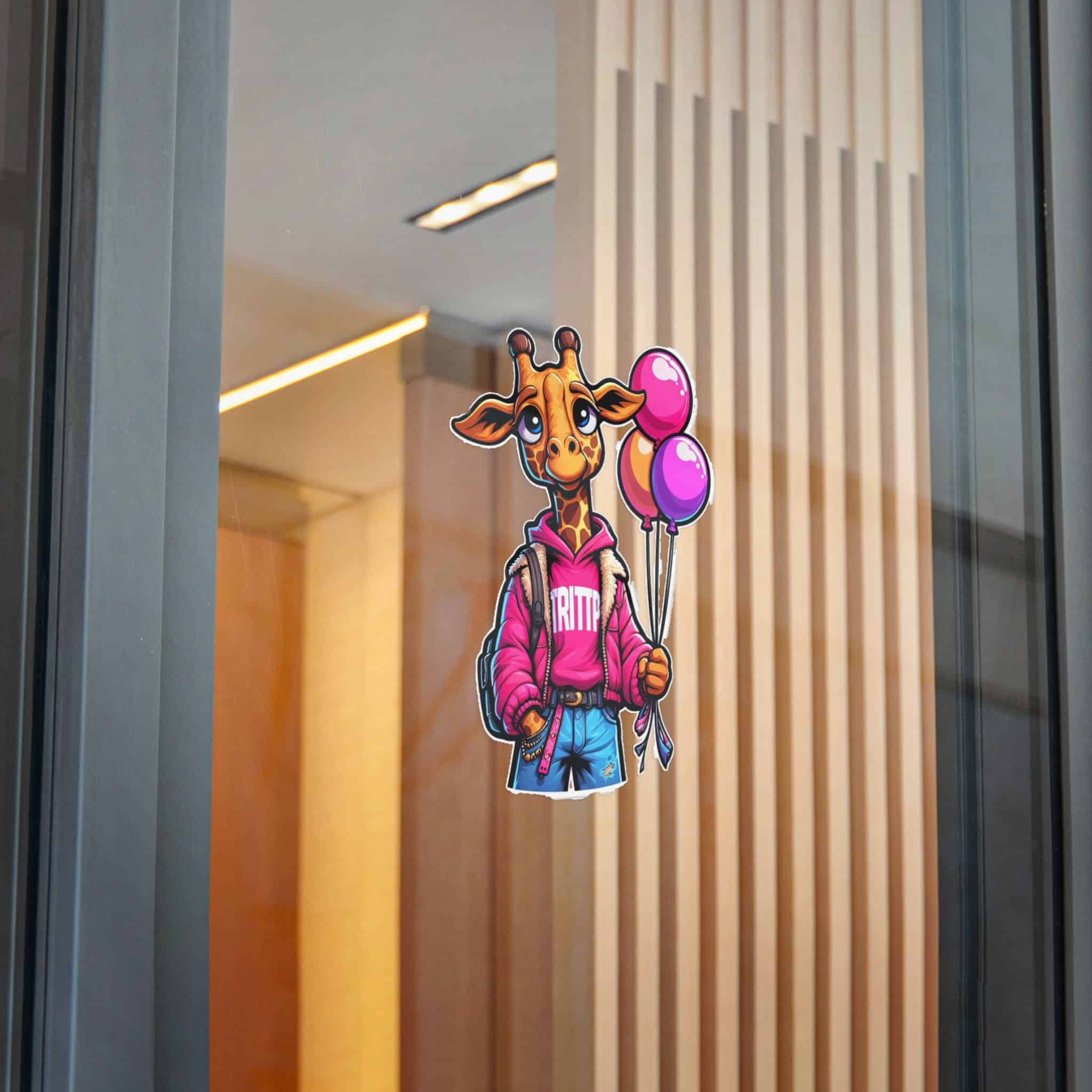 Vector Cartoon Giraffe Pink Jacket With Pink Balloons Tshirt Art Die Cut Stickers Dtf - Image 28