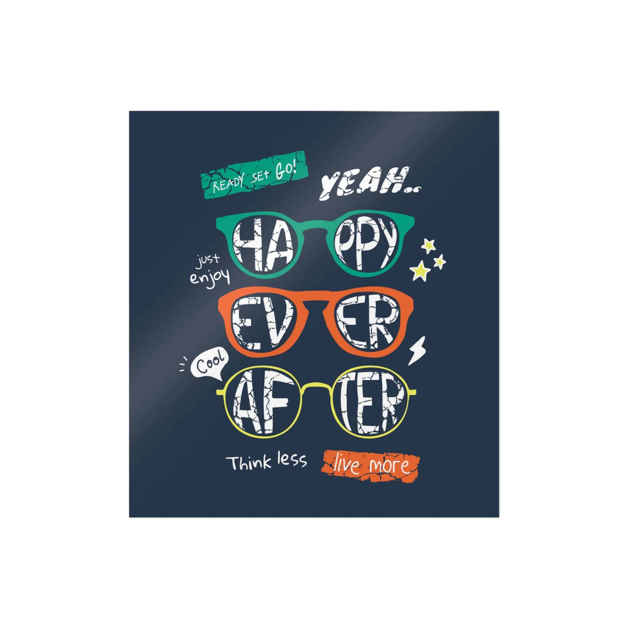 Happy Ever After Colorful Sunglasses Illustration Boy Fashion Print Die Cut Stickers Dtf - Image 29