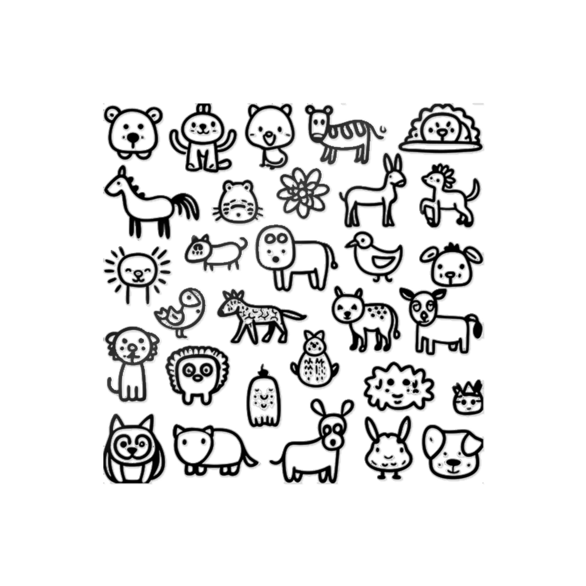 Cute Doodle Animals Lions Tigers Bears More Die Cut Stickers Dtf