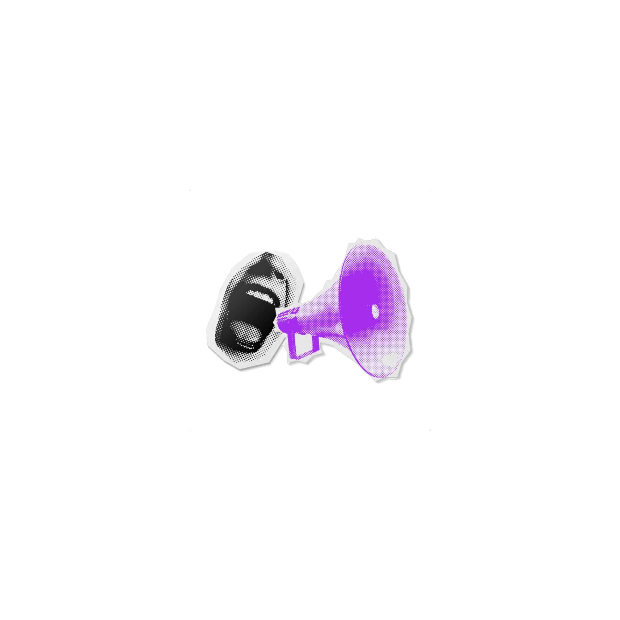 Halftone Loudspeaker Open Mouth Paper Collage Element Megaphone With Female Lips Vector Illustra Die Cut Stickers Dtf - Image 9