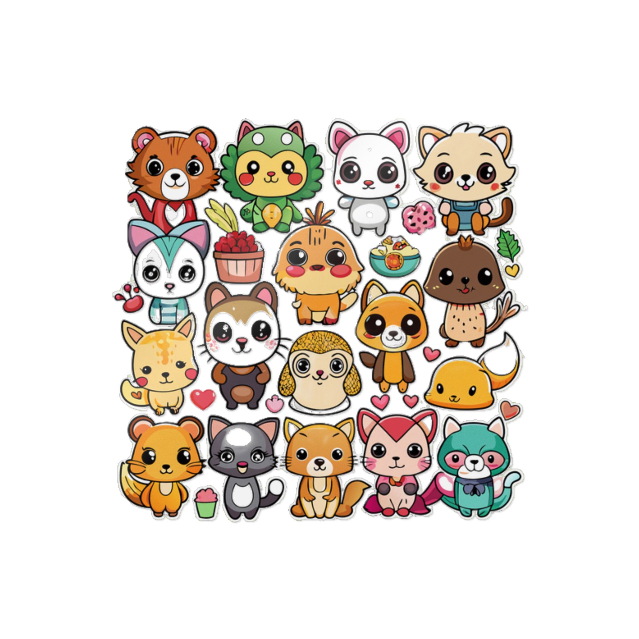 Cute Cartoon Animals With Different Expressions and Poses Die Cut Stickers Dtf