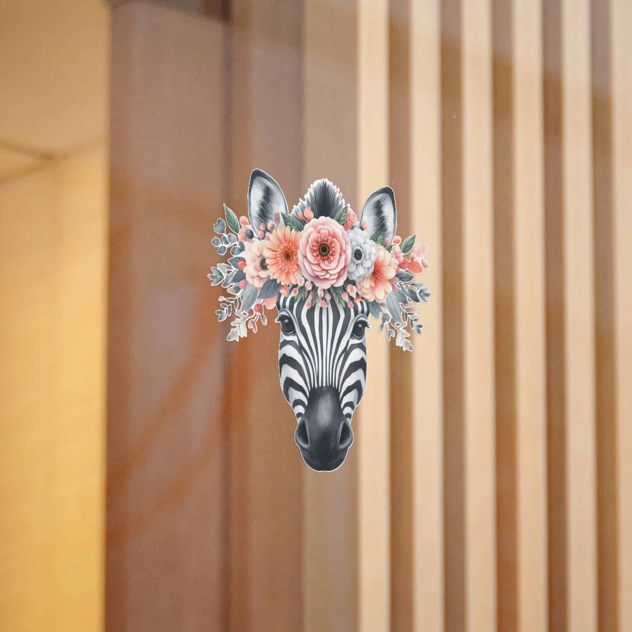 Zebra With Floral Crown Die Cut Stickers Dtf - Image 6