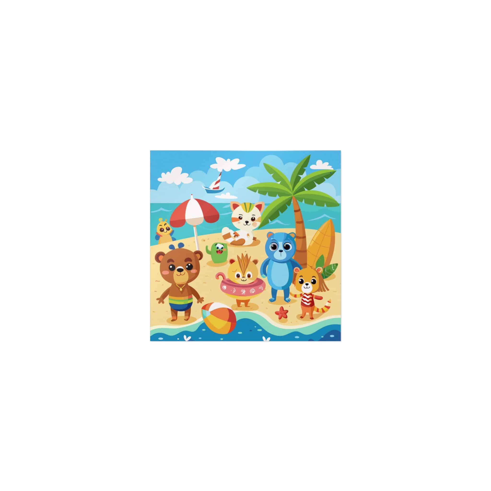 Adorable Beach Animals Enjoying Summer Fun Cute Cartoon (6) Die Cut Stickers Dtf - Image 9