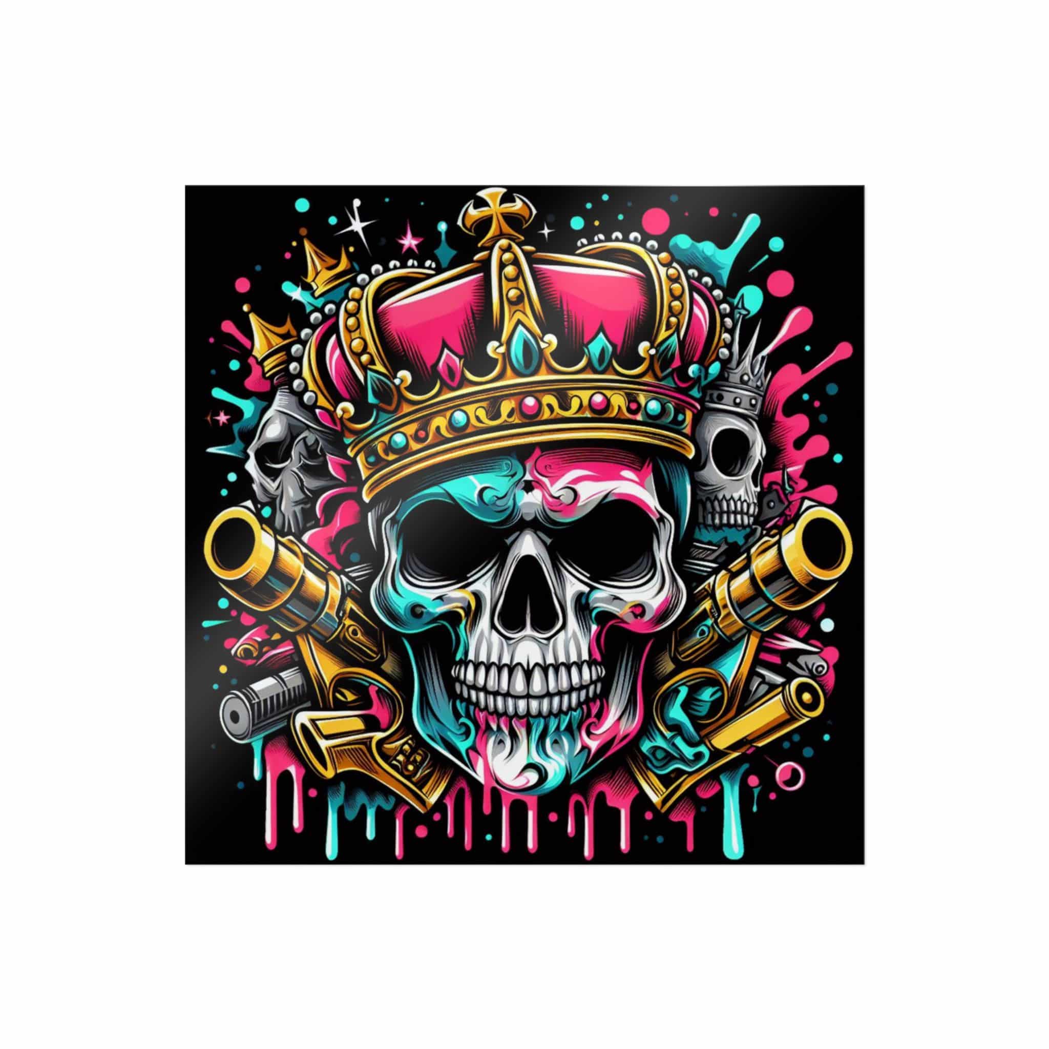 Skull With Crown Guns Is Painted With Skull Skull With Crown Die Cut Stickers Dtf - Image 5