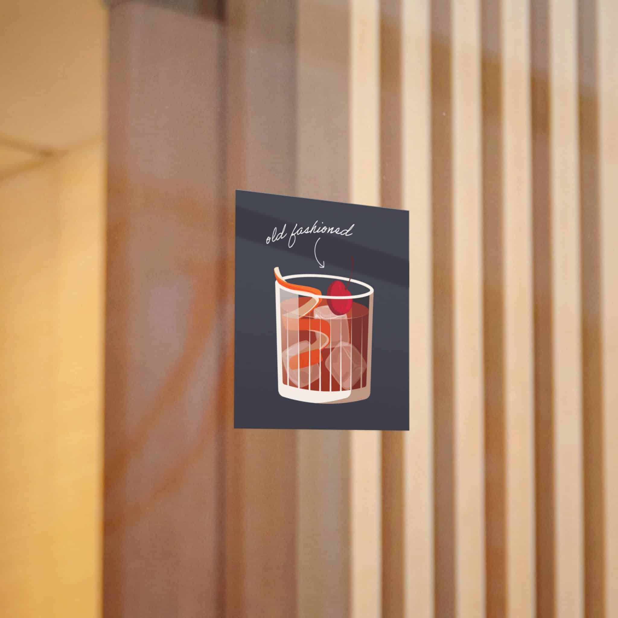 Vector Illustration Old Fashioned Cocktail Isolated Black Background Die Cut Stickers Dtf - Image 10