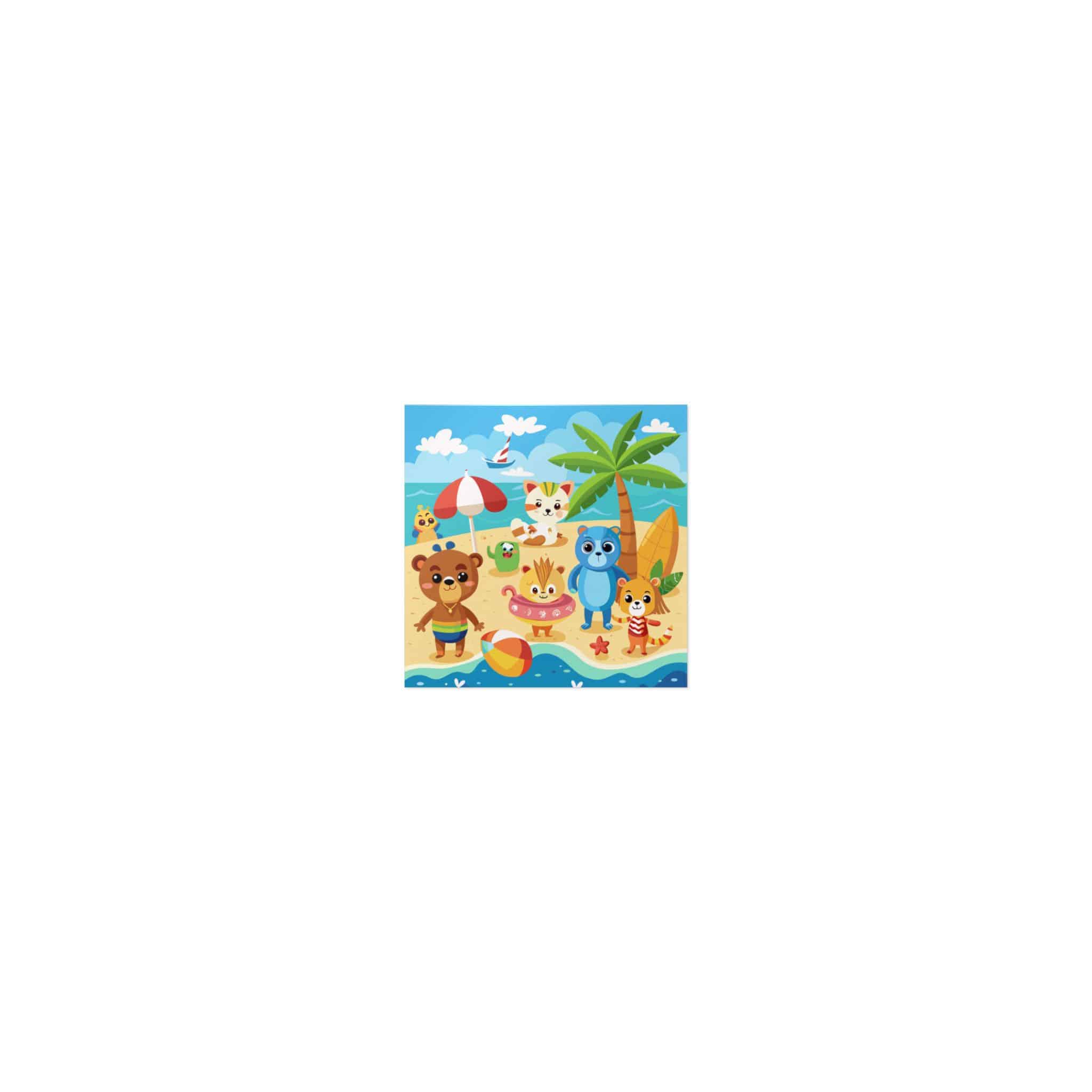 Adorable Beach Animals Enjoying Summer Fun Cute Cartoon (6) Die Cut Stickers Dtf - Image 7