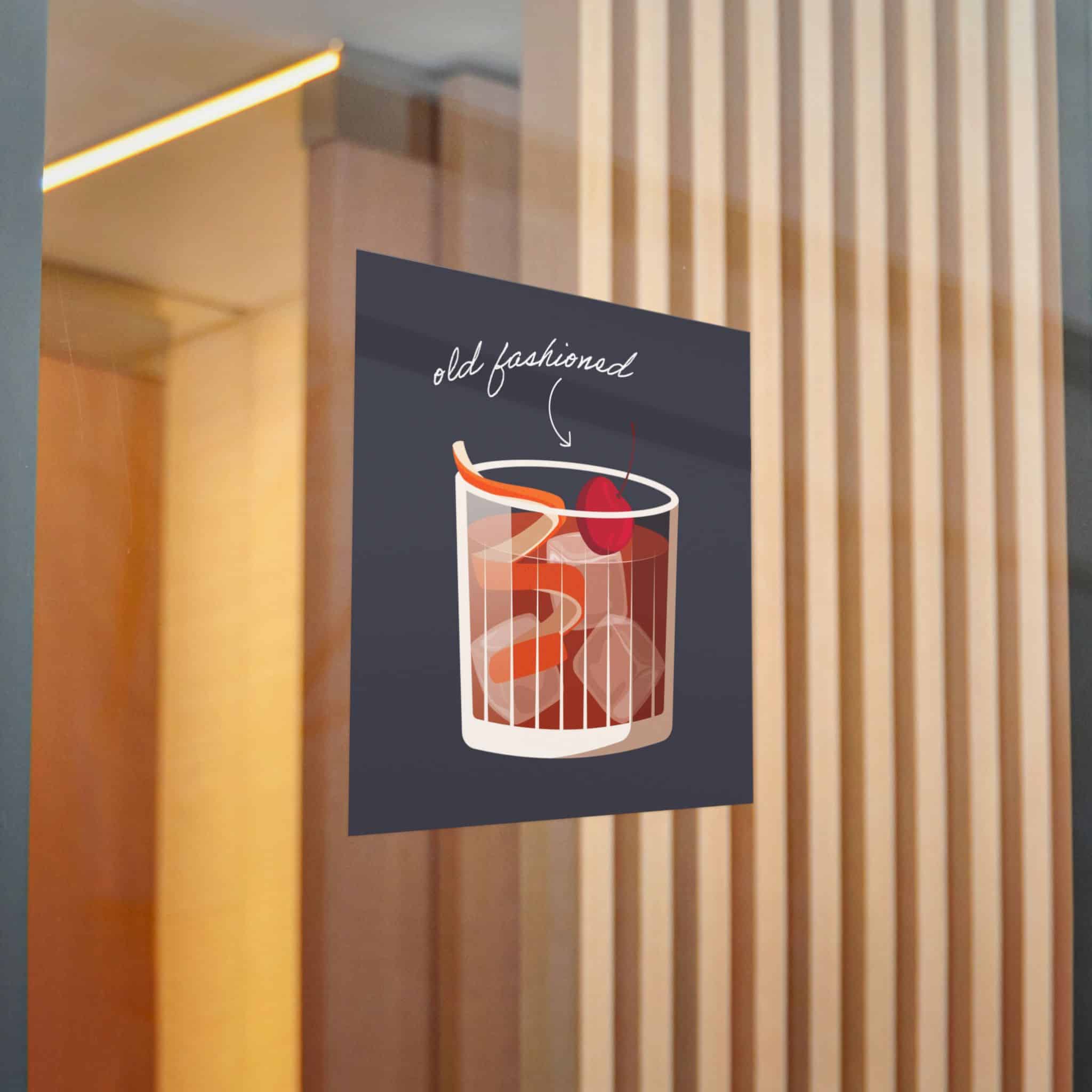 Vector Illustration Old Fashioned Cocktail Isolated Black Background Die Cut Stickers Dtf - Image 20
