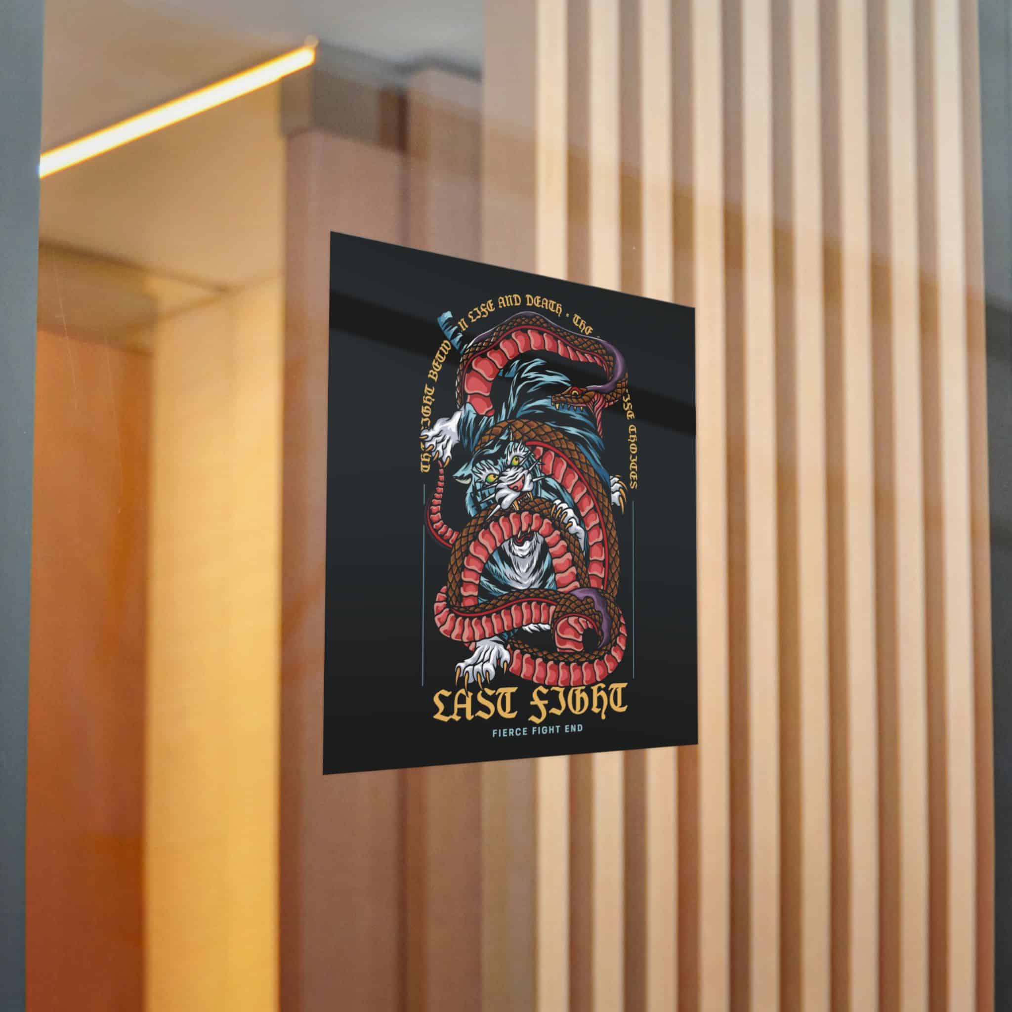Tiger Vs Snake Tattoo With Text Illustration Die Cut Stickers Dtf - Image 20