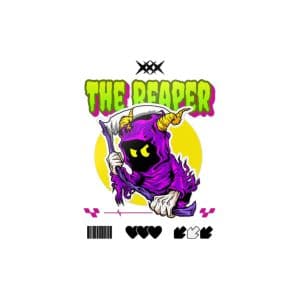 Typography Tshirt Design Reaper Die Cut Stickers Dtf