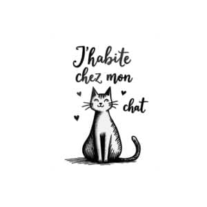 J’habite Chez Mon Chat 5 Die Cut Stickers Dtf
