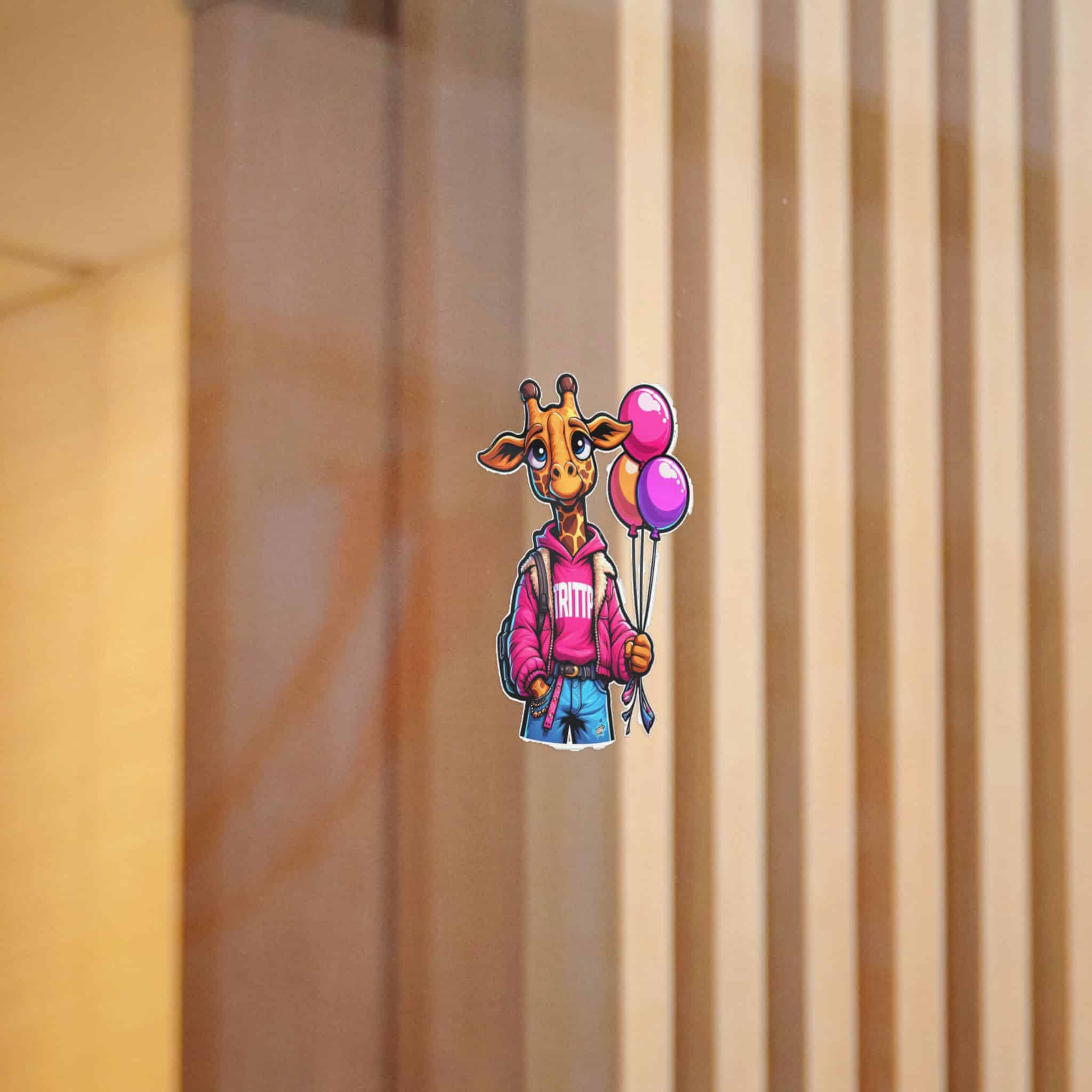 Vector Cartoon Giraffe Pink Jacket With Pink Balloons Tshirt Art Die Cut Stickers Dtf - Image 10