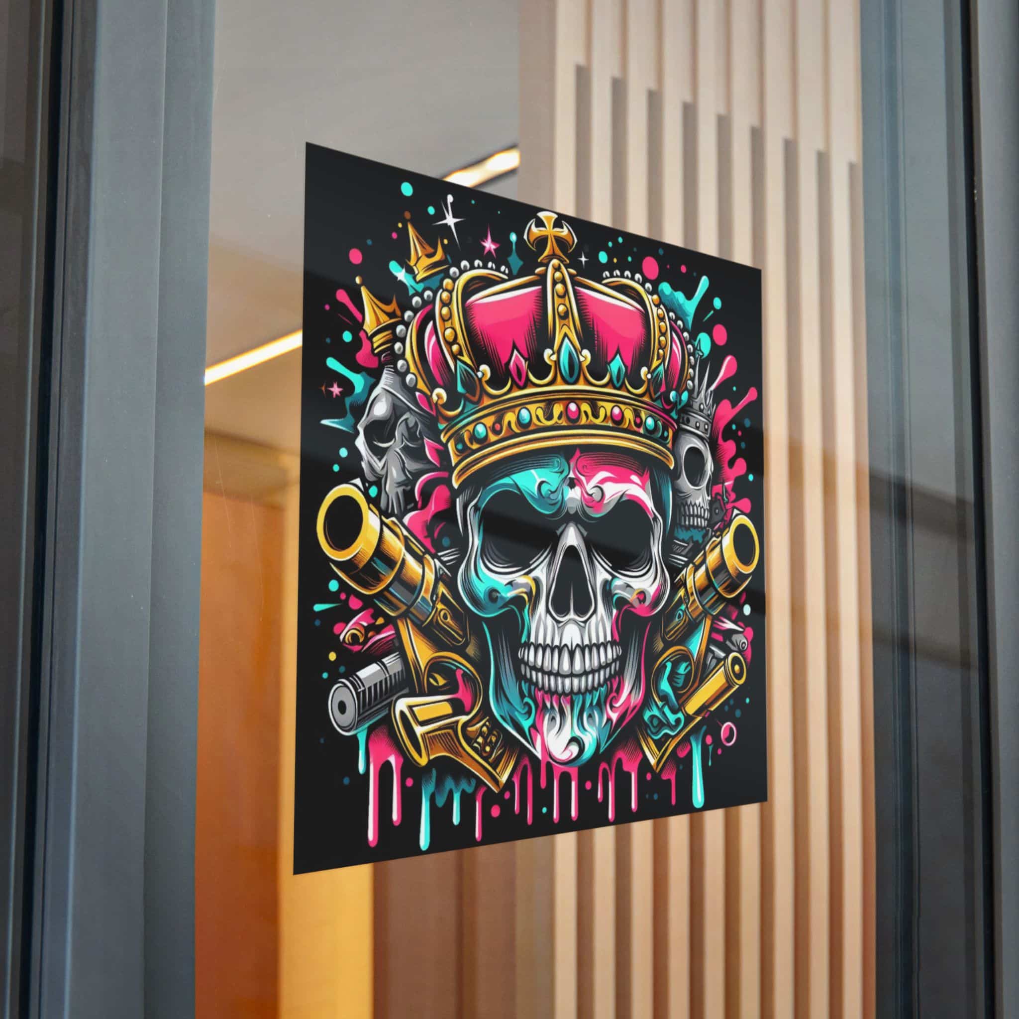 Skull With Crown Guns Is Painted With Skull Skull With Crown Die Cut Stickers Dtf - Image 32