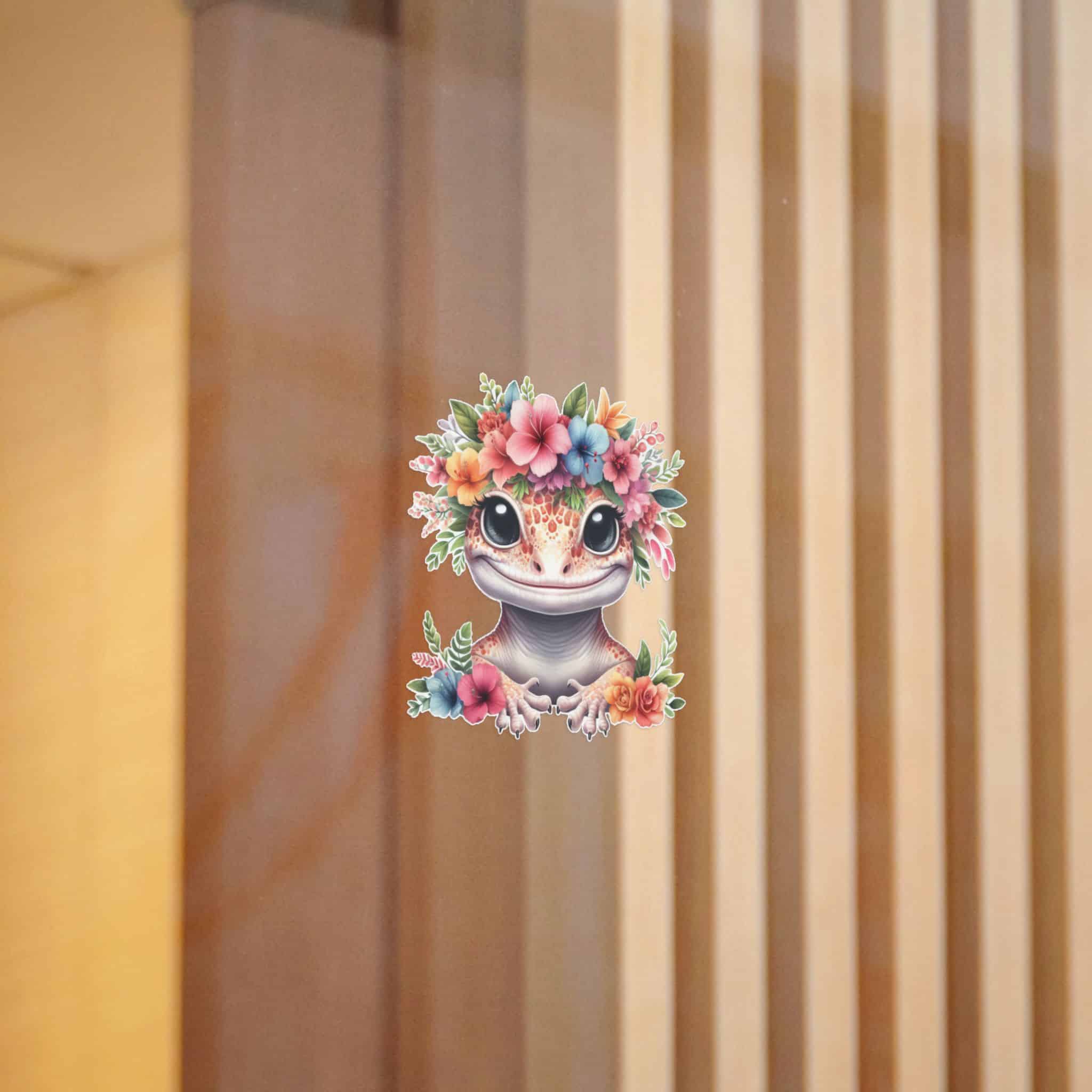 Flower Crown Gecko Die Cut Stickers Dtf - Image 4