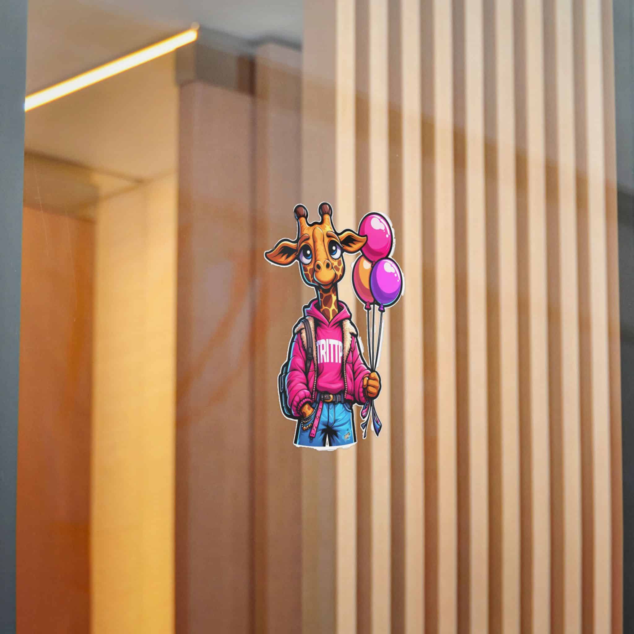 Vector Cartoon Giraffe Pink Jacket With Pink Balloons Tshirt Art Die Cut Stickers Dtf - Image 16