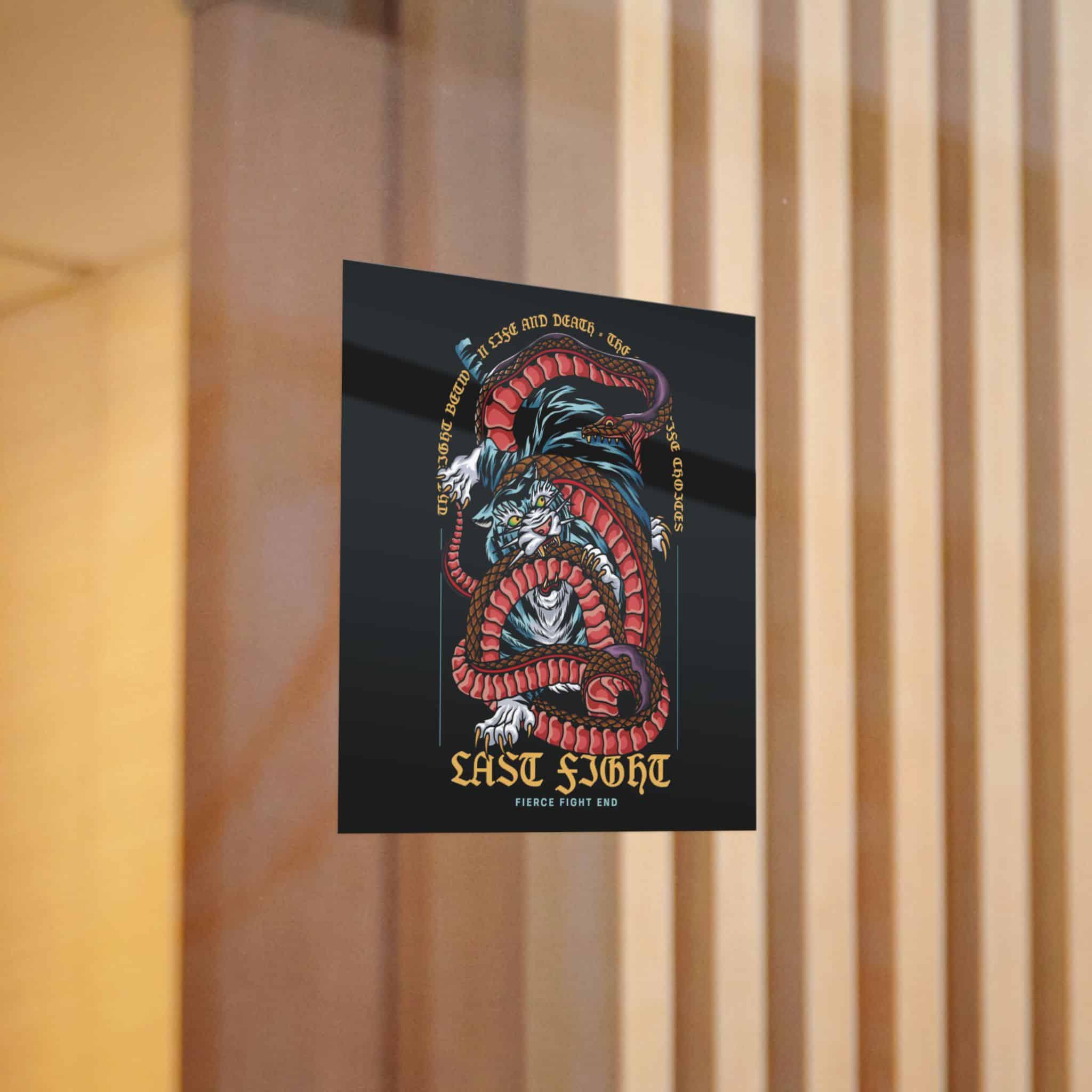 Tiger Vs Snake Tattoo With Text Illustration Die Cut Stickers Dtf - Image 6