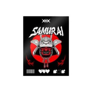 Samurai Helmet Illustration With Red Sun Die Cut Stickers Dtf