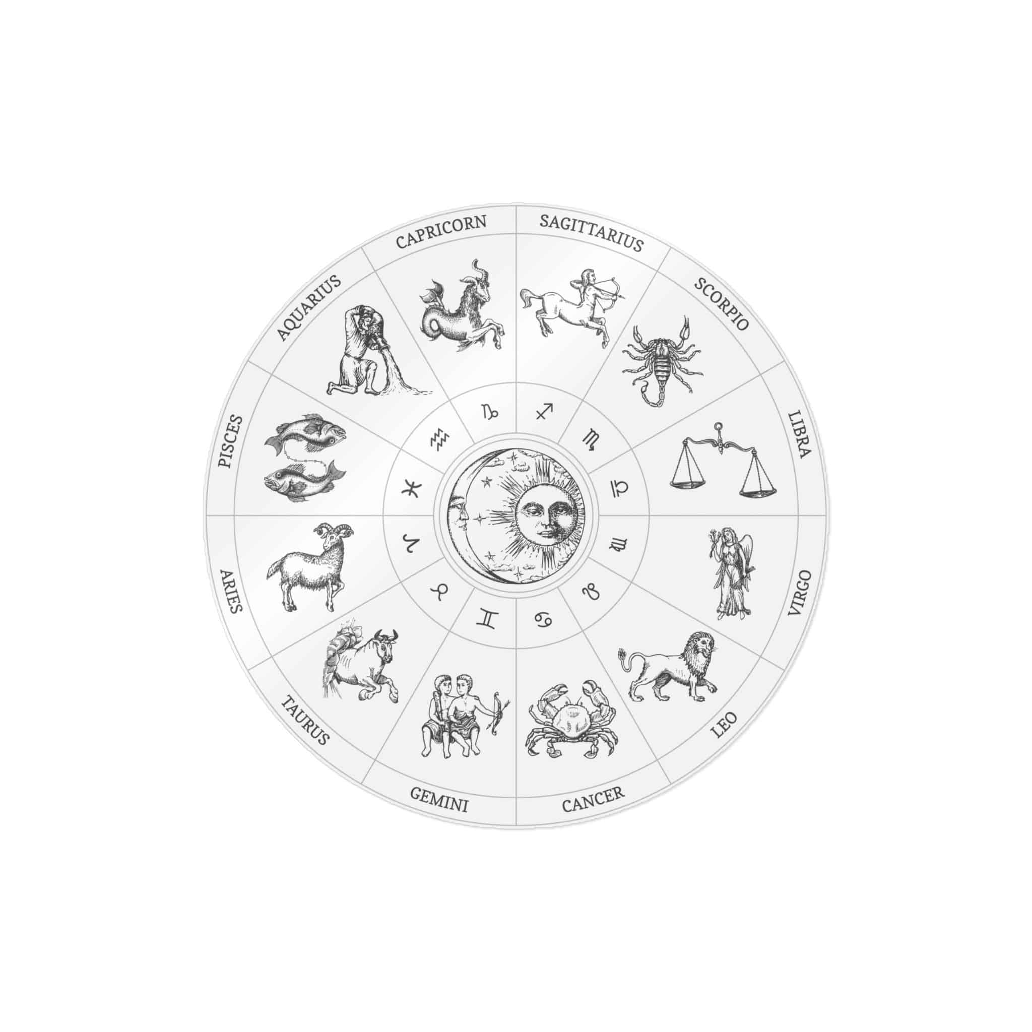 Zodiac Circle Horoscope Signs With Sun Moon Die Cut Stickers Dtf - Image 31