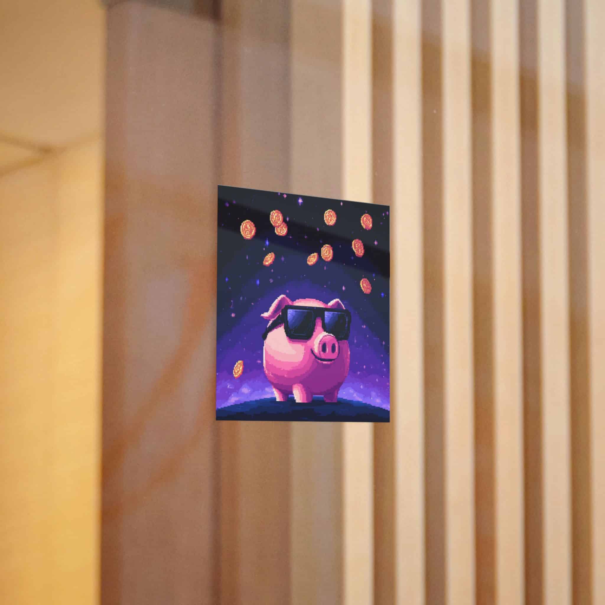 Retro Pixel Piggy Bank Cosmic Coin Shower (4) Die Cut Stickers Dtf - Image 4