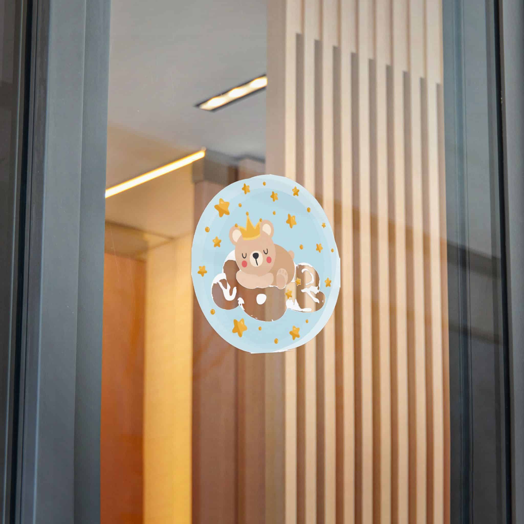 Round Illustration Sweet Dreams With Teddy Bear Prince Sleeping On Cloud Die Cut Stickers Dtf - Image 26