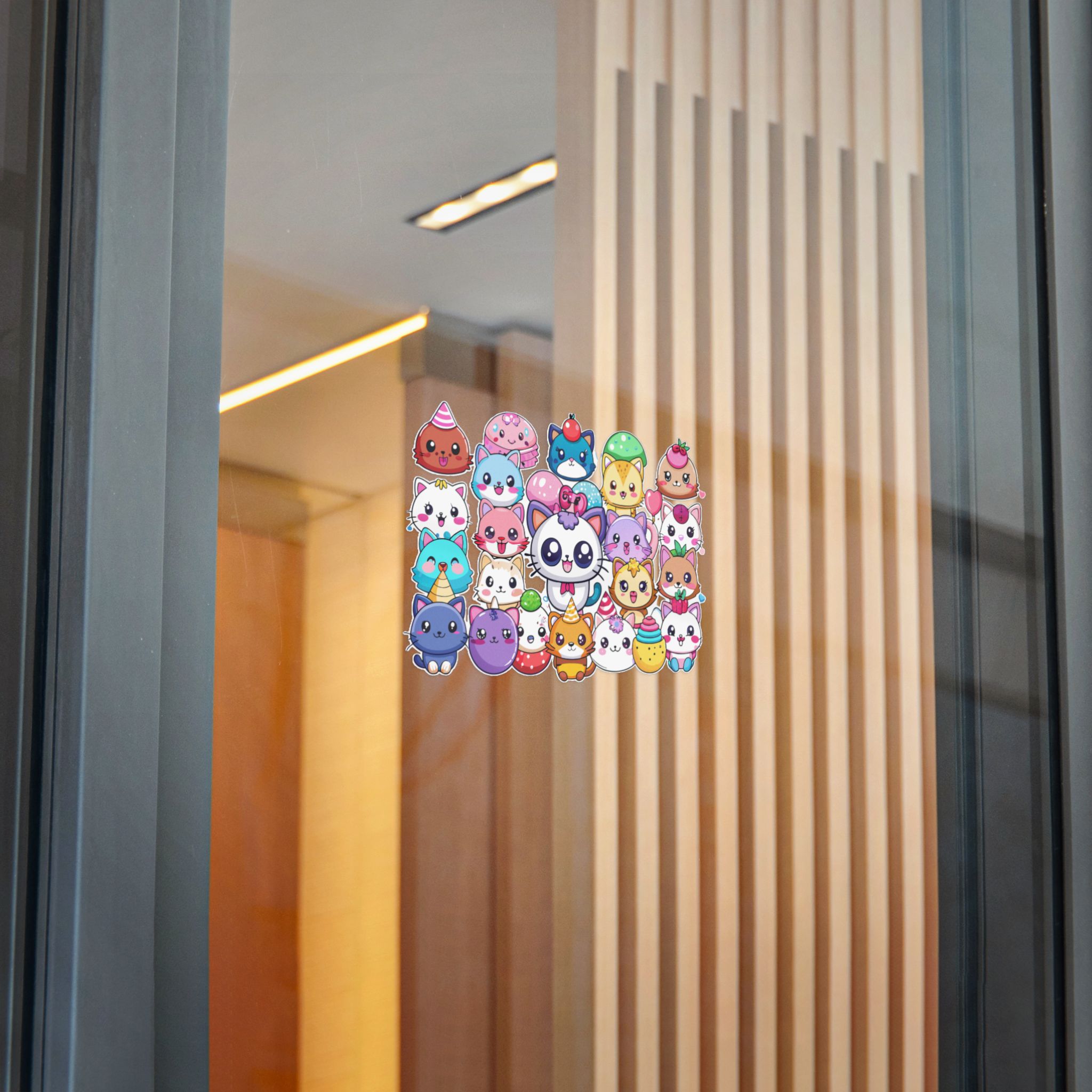Cute Cartoon Animals With Big Eyes and Smiling Faces Surrounded By Hearts Stars and Balloons Die Cut Stickers Dtf - Image 26