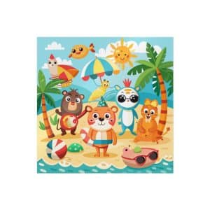 Adorable Beach Animals Enjoying Summer Fun Cute Cartoon (20) Die Cut Stickers Dtf