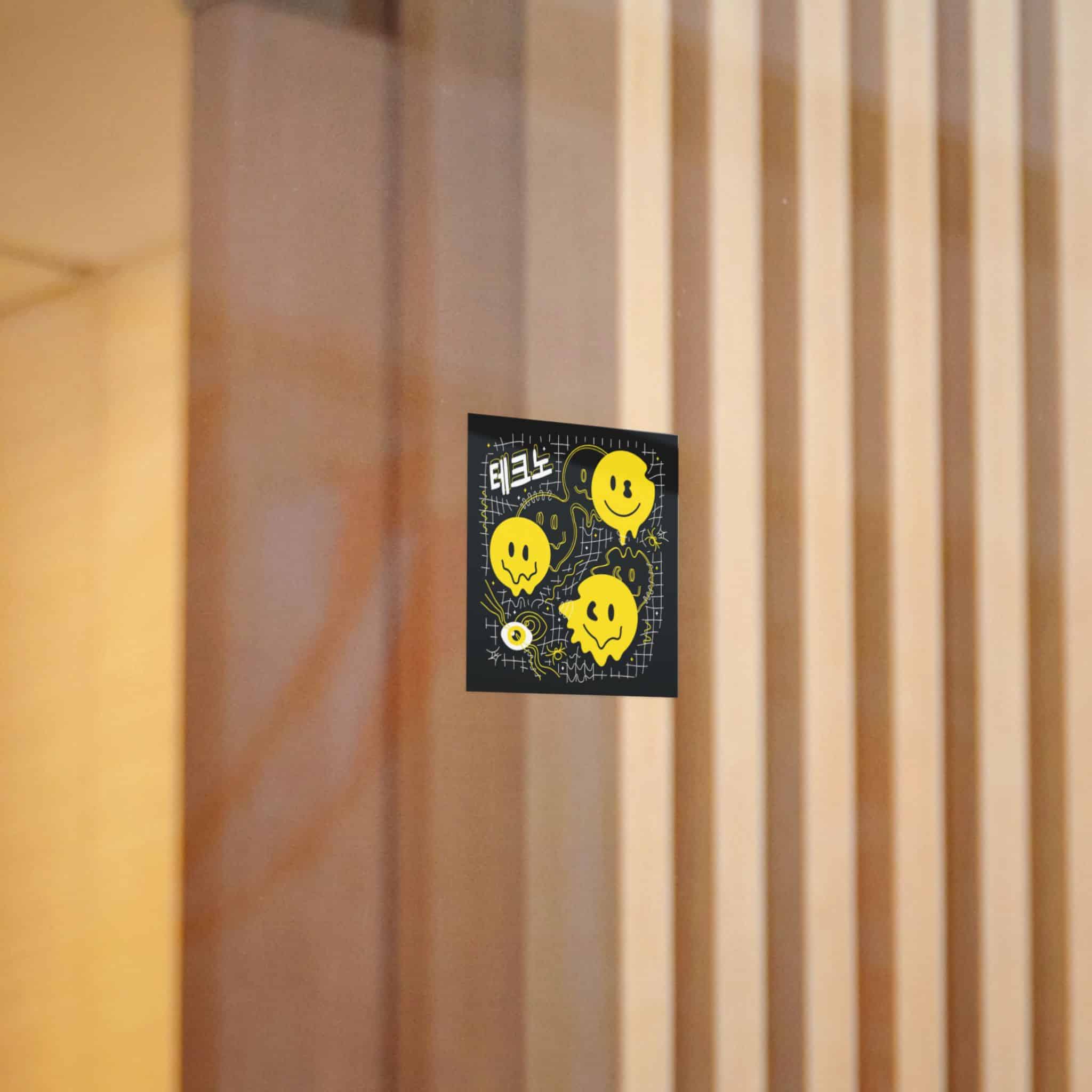 Deformed Flex Distorted Grid Melt Psychedelic Smile Face Deform Grid Distortion Die Cut Stickers Dtf - Image 8