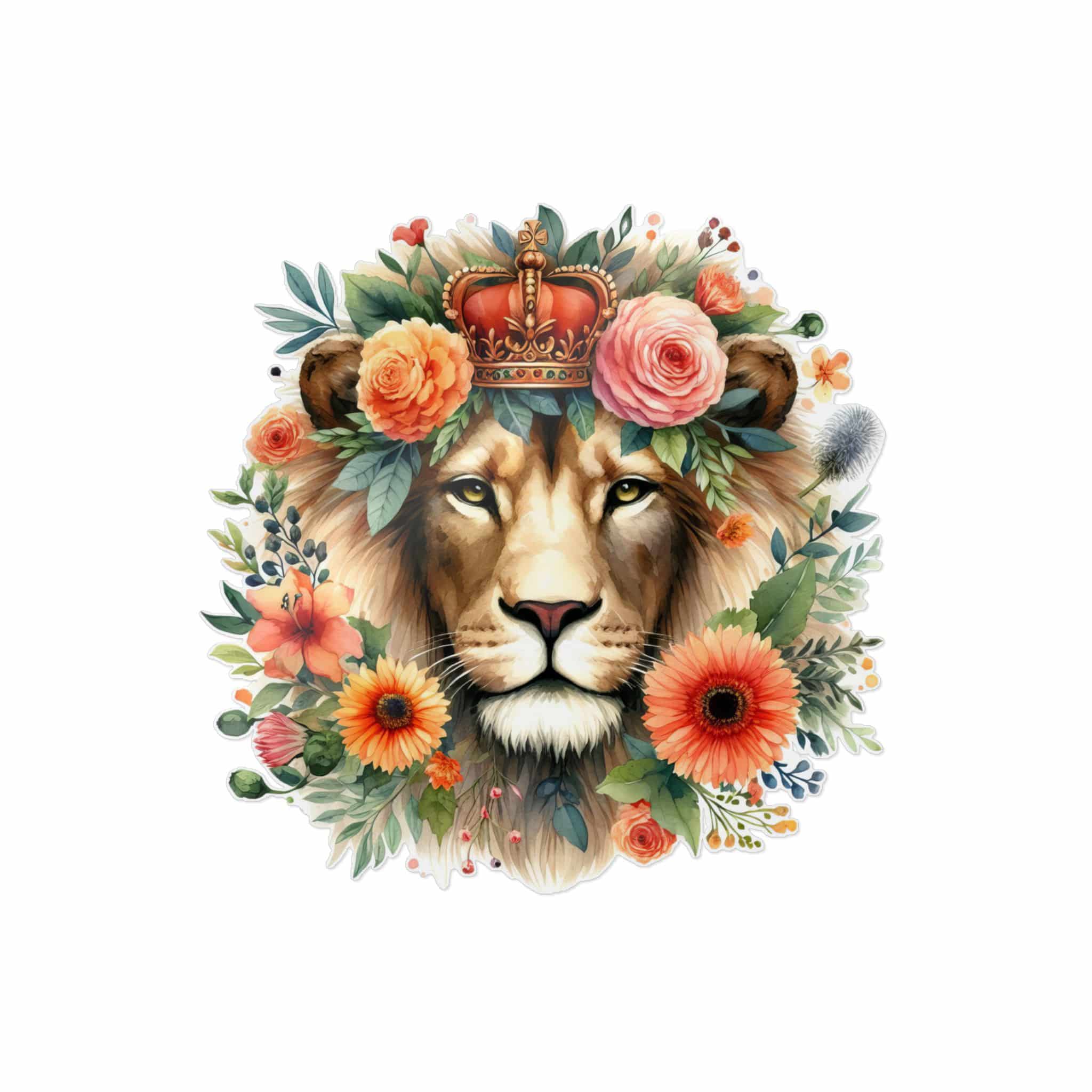Lion With Floral Crown Die Cut Stickers Dtf - Image 5