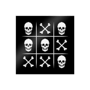 Tic Tac Toe Skull and Crossbone Die Cut Stickers Dtf