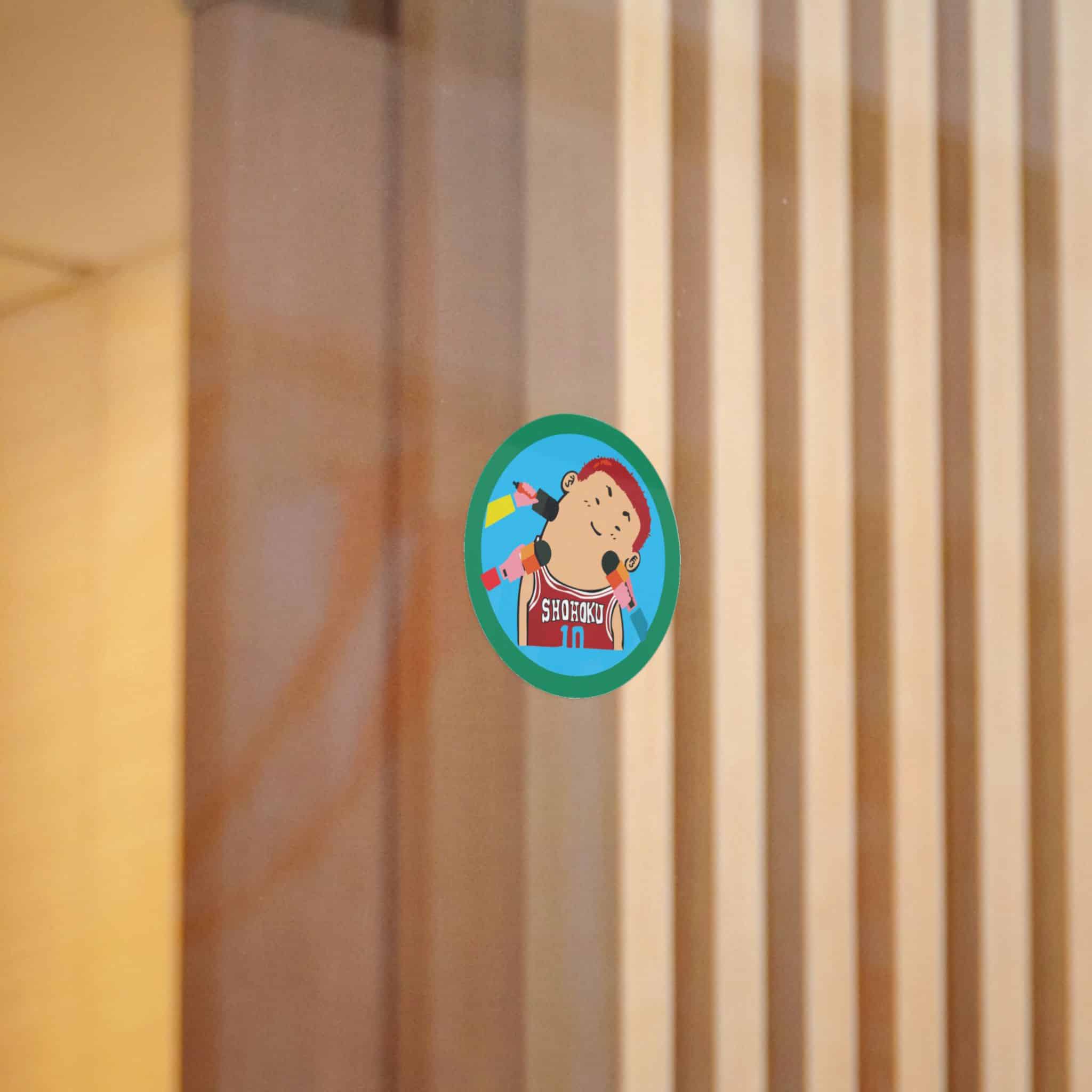 Picture Boy With Red Headband Blue Circle With Word Sushi It Die Cut Stickers Dtf - Image 10