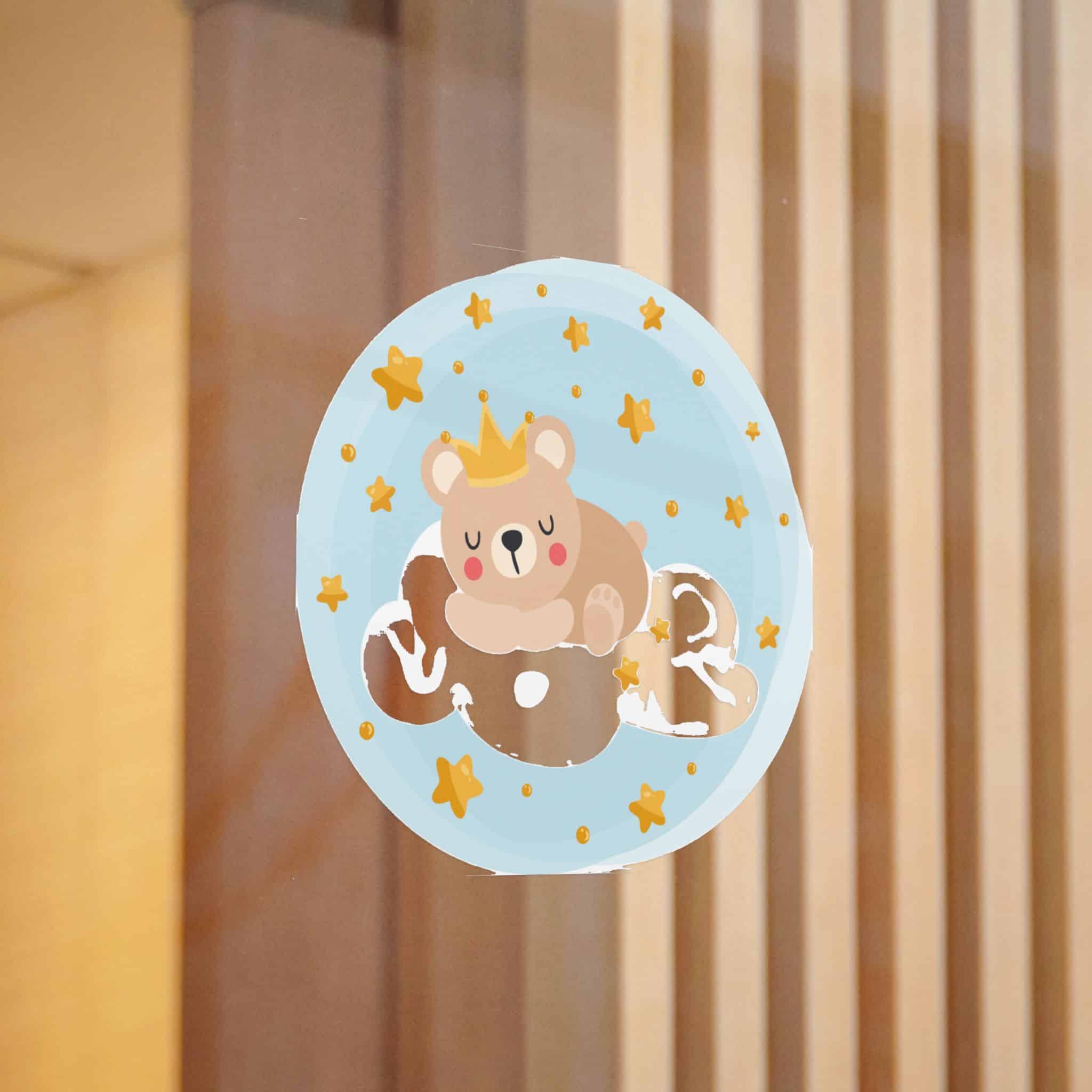 Round Illustration Sweet Dreams With Teddy Bear Prince Sleeping On Cloud Die Cut Stickers Dtf - Image 12