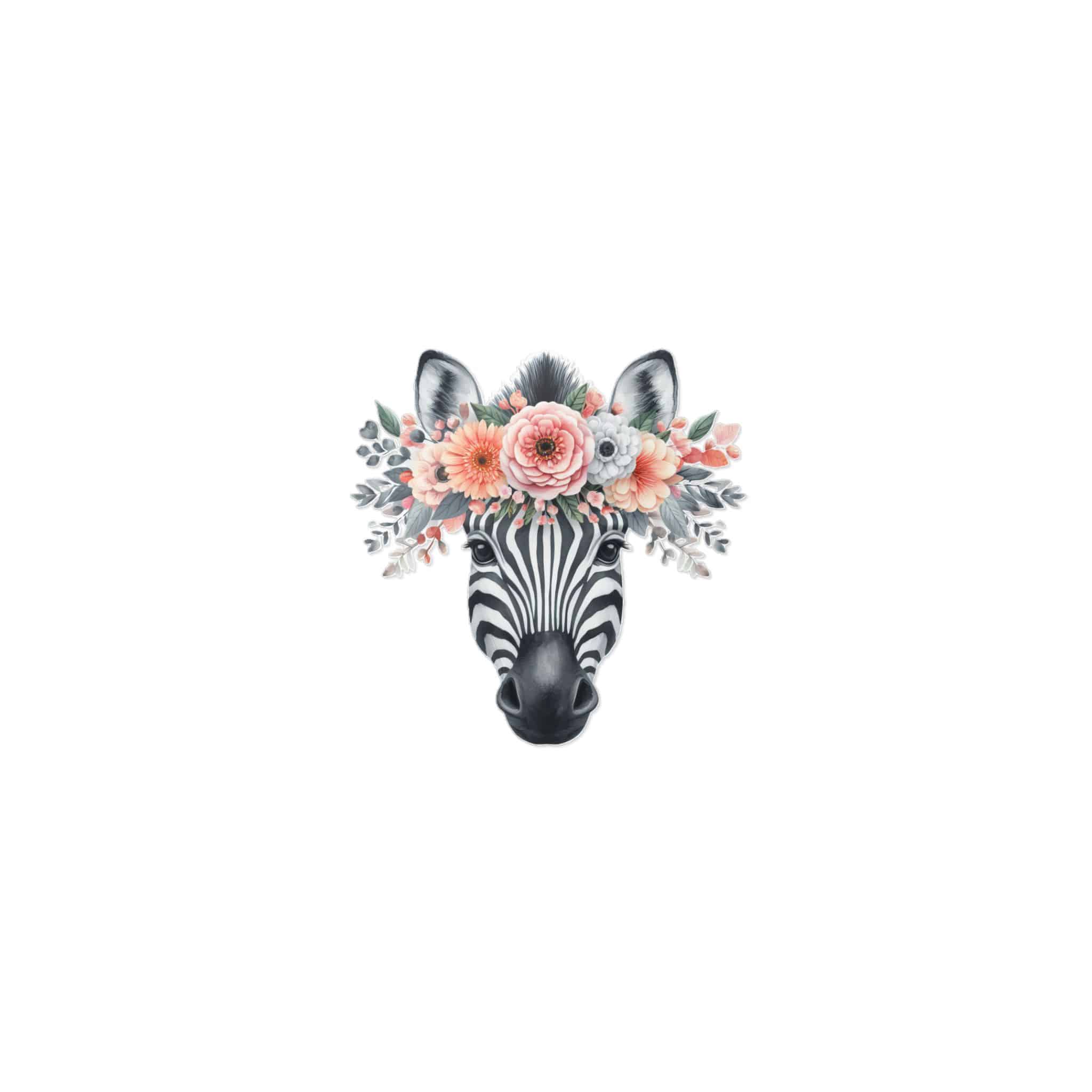 Zebra With Floral Crown Die Cut Stickers Dtf - Image 9