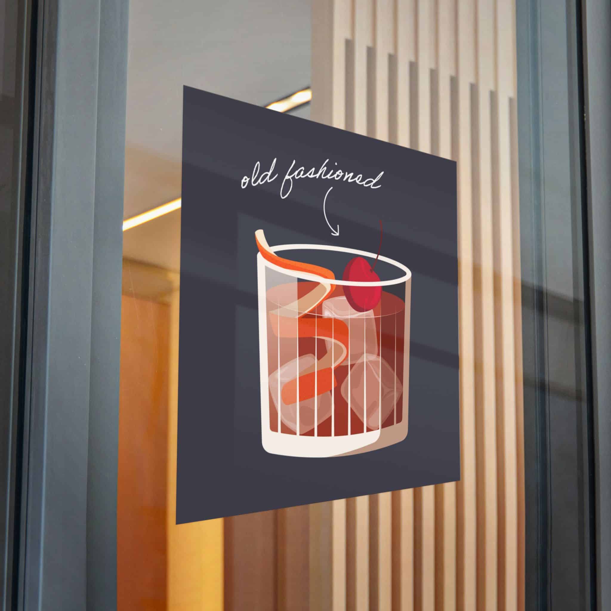 Vector Illustration Old Fashioned Cocktail Isolated Black Background Die Cut Stickers Dtf - Image 32