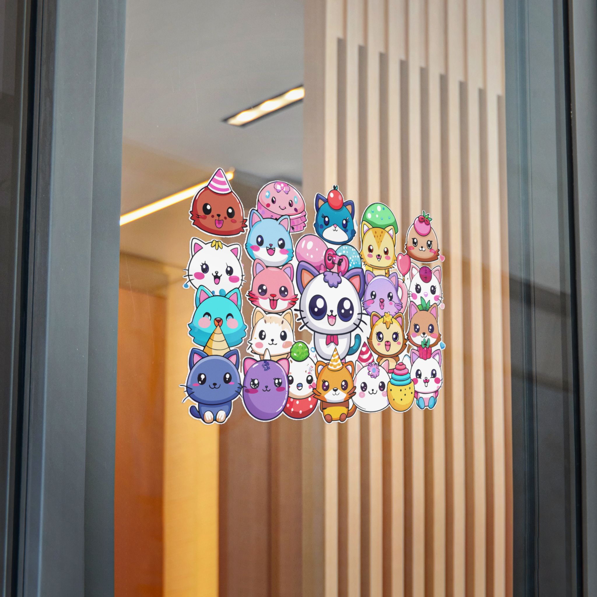 Cute Cartoon Animals With Big Eyes and Smiling Faces Surrounded By Hearts Stars and Balloons Die Cut Stickers Dtf - Image 32