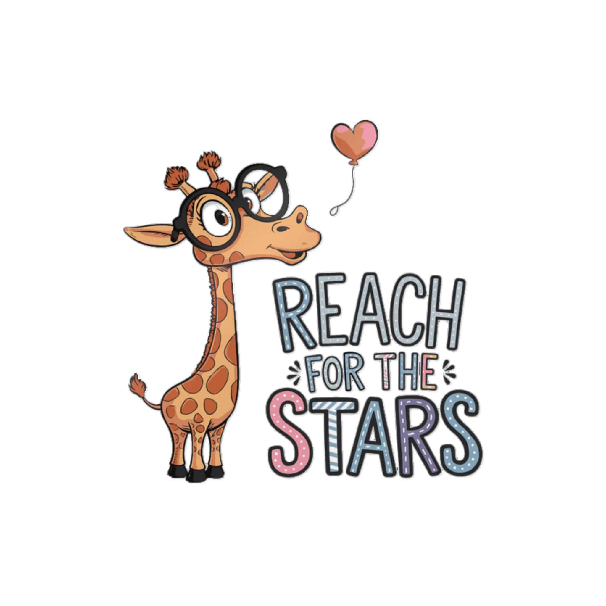 Reach Stars T Shirt Design Cool Giraffe With Glasses Die Cut Stickers Dtf