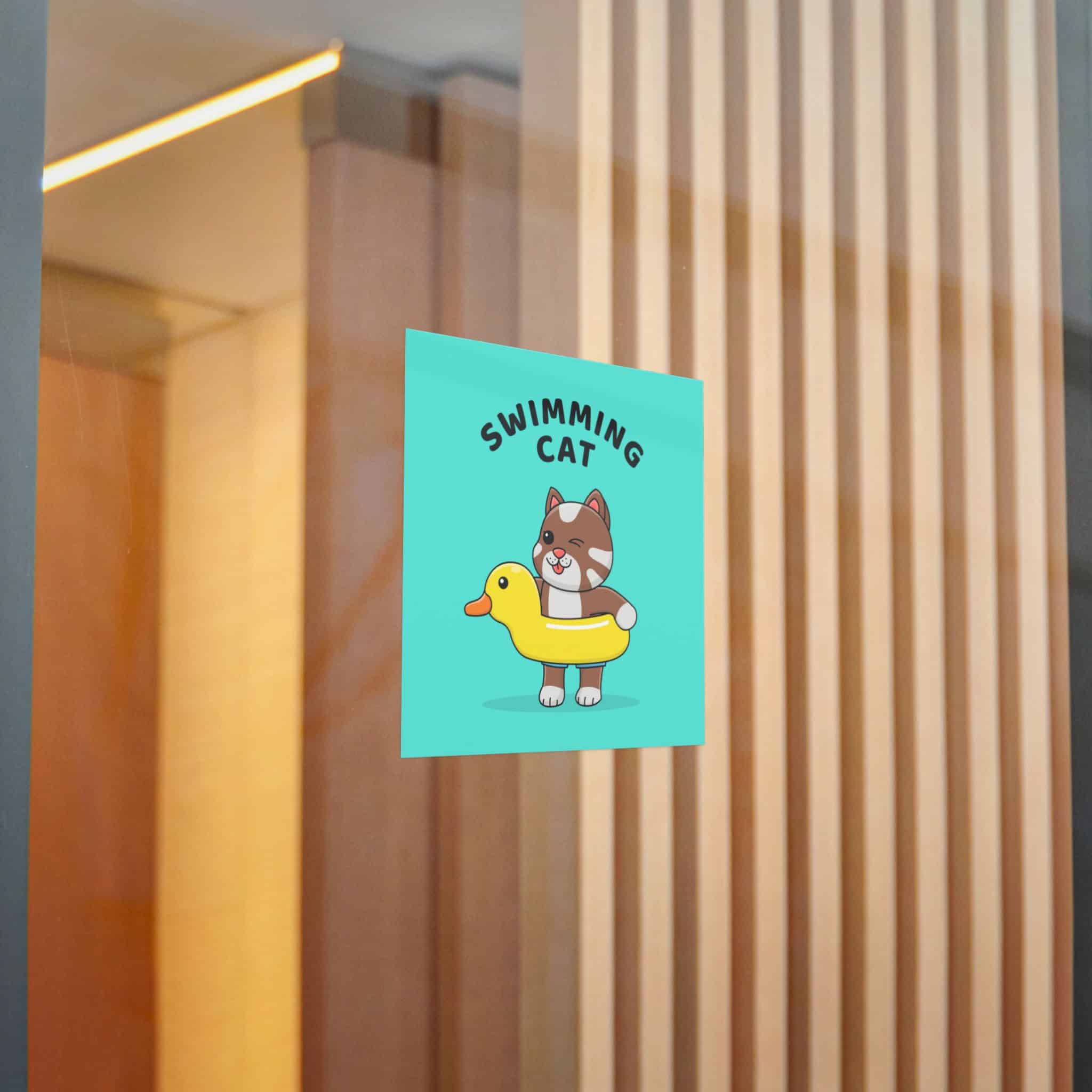 Cute Cat With Rubber Duck Float Die Cut Stickers Dtf - Image 14